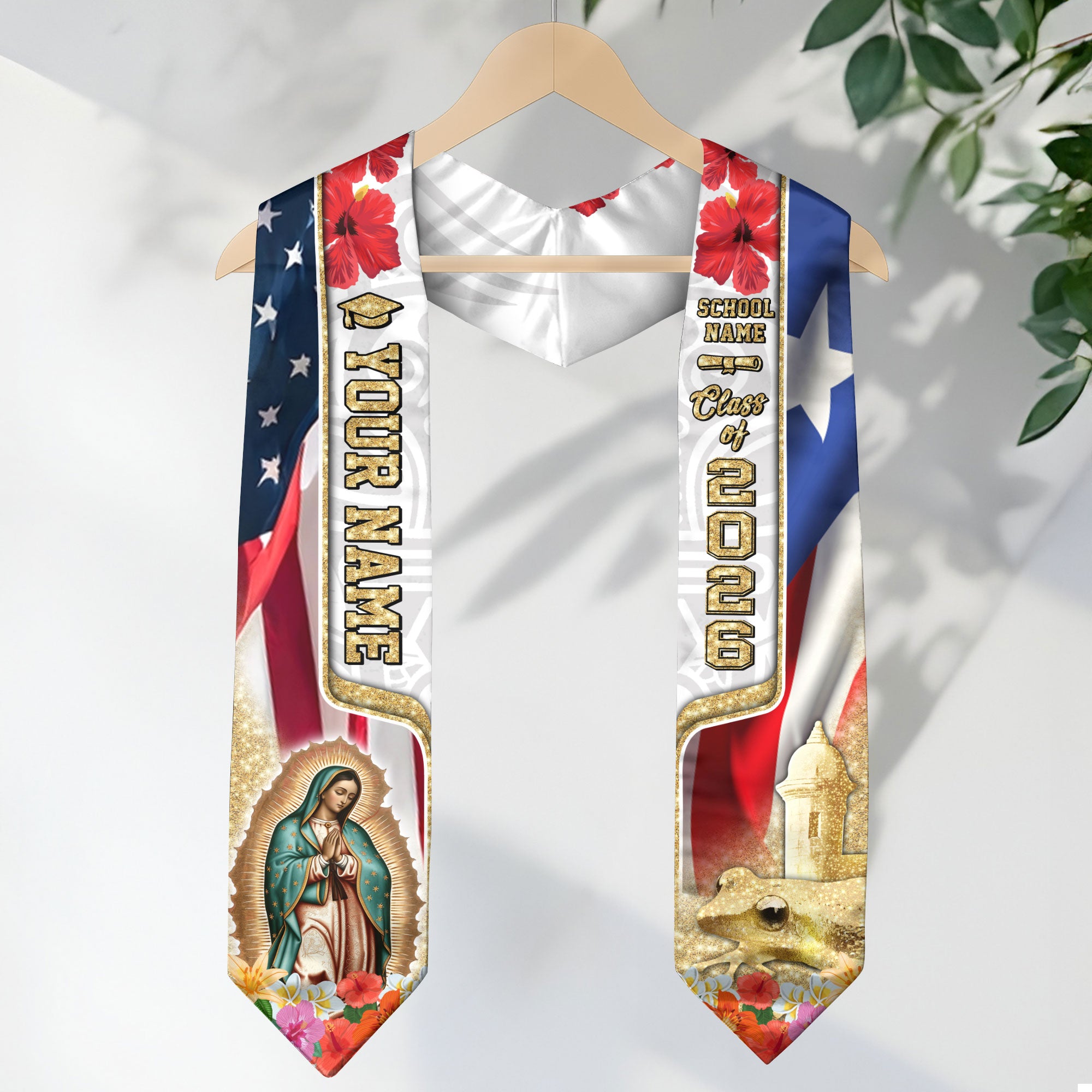 Puerto Rico Graduation Sash 2026, Puerto Rican Flag Stole, Tailor-Made Detail for Grads
