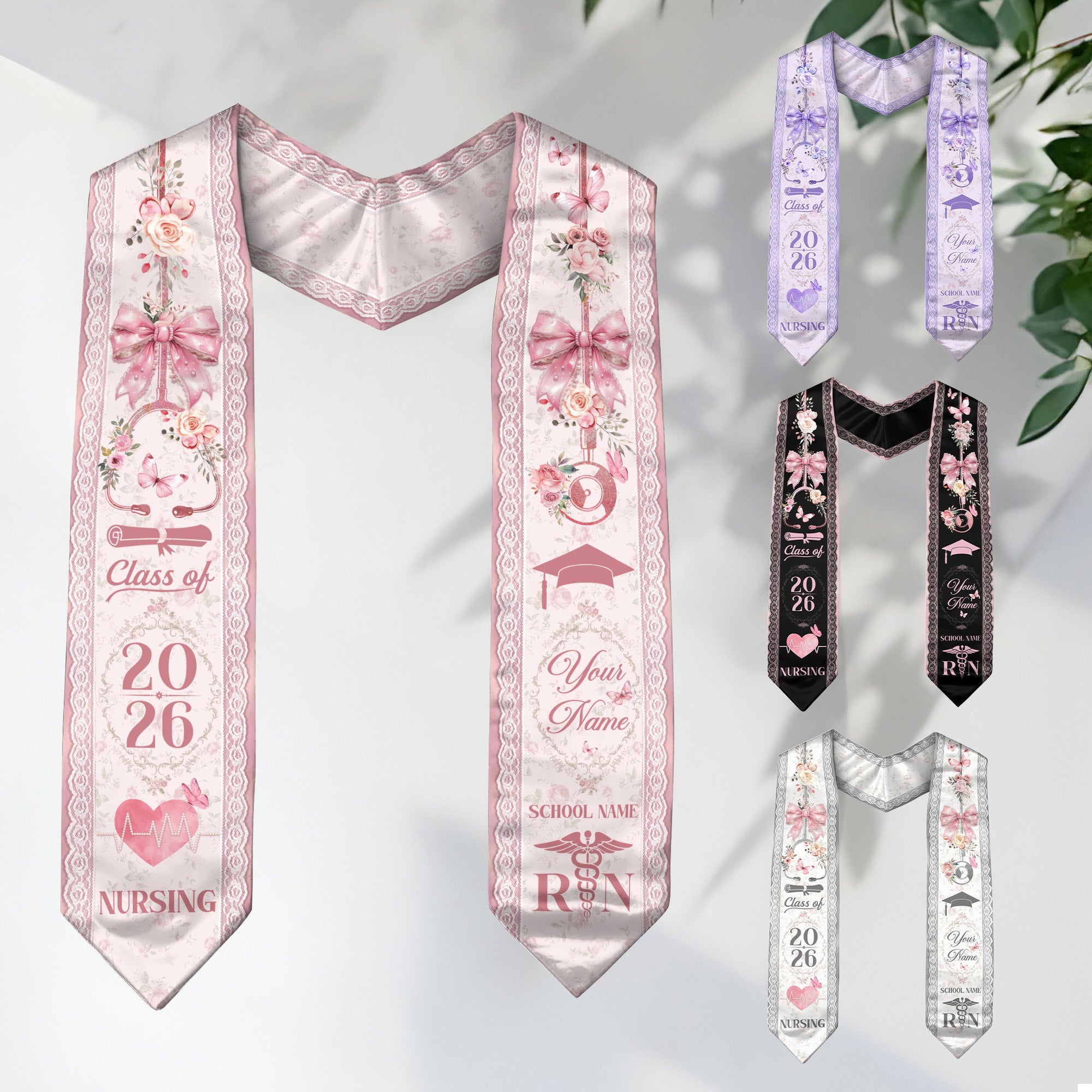 Customized RN Graduation Stole for Nurses, Professional Nursing Ceremony Sash Celebrating Class of 2026