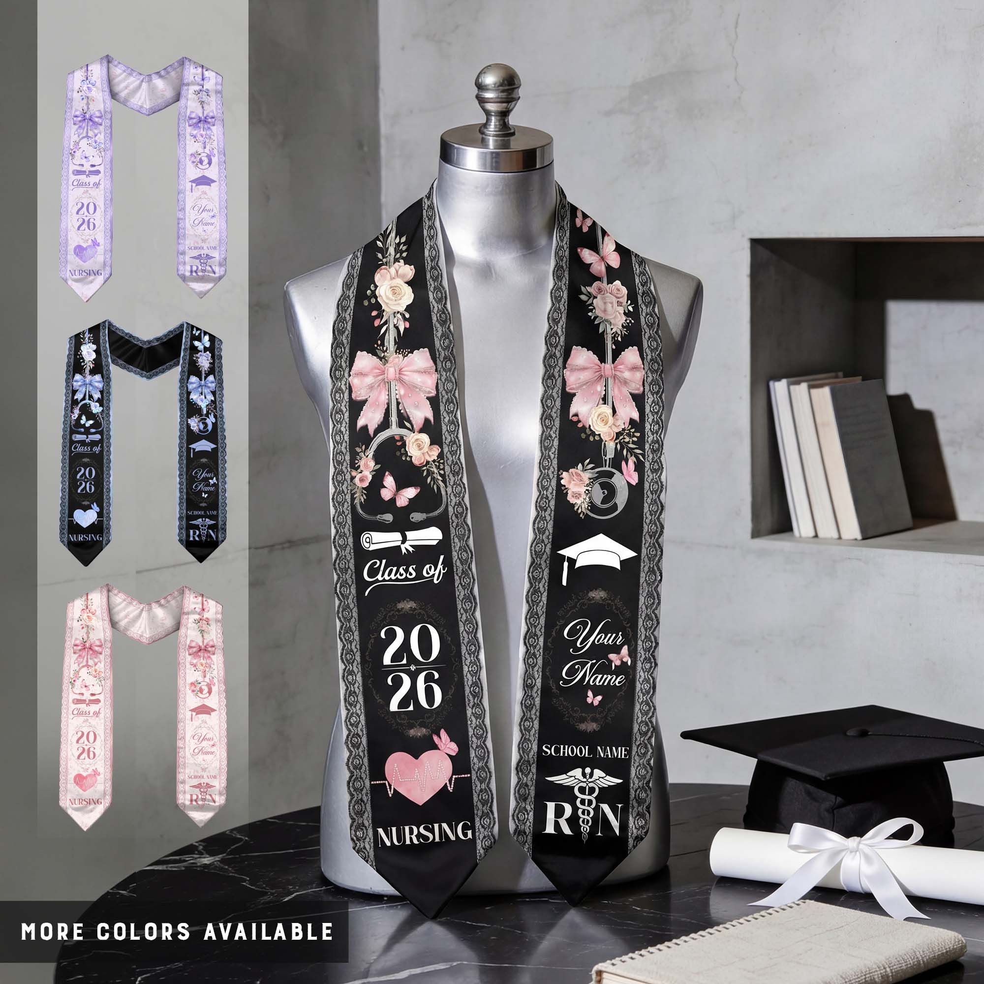 Customized RN Graduation Stole for Nurses, Professional Nursing Ceremony Sash Celebrating Class of 2026