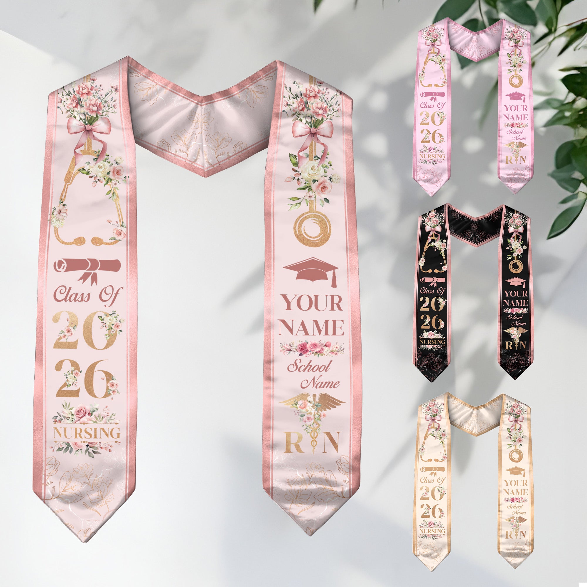 Customized Graduation Stole for Registered Nurses, Nursing School Ceremony Sash Class of 2026