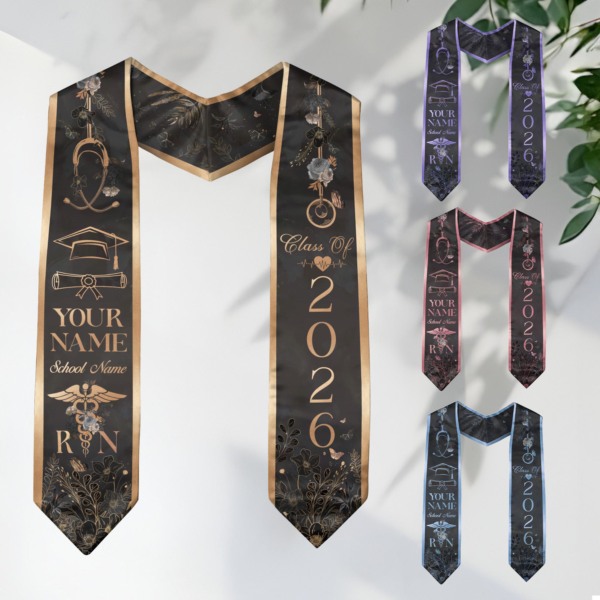 Customized RN Nursing Graduation Stole Featuring Professional Design, Nurse Sash for Class of 2026