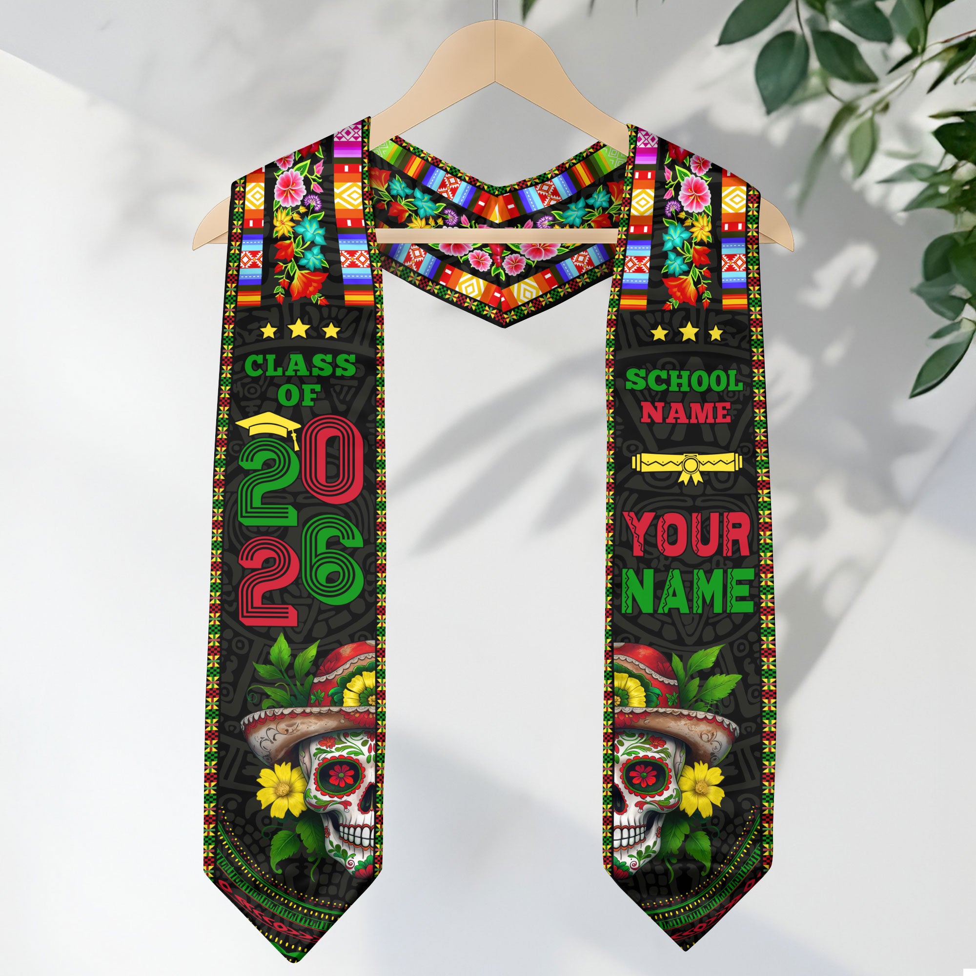 Mexican Graduation Sash for Class of 2026, Mexican American Flag Stole, Mexico Sash