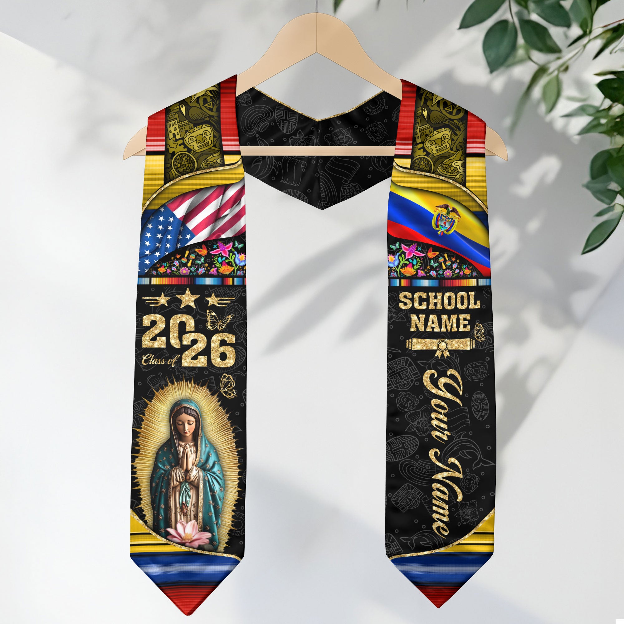 Customized Colombia Graduation Stole Featuring Cultural Flag Elements, Graduation Sash 2026