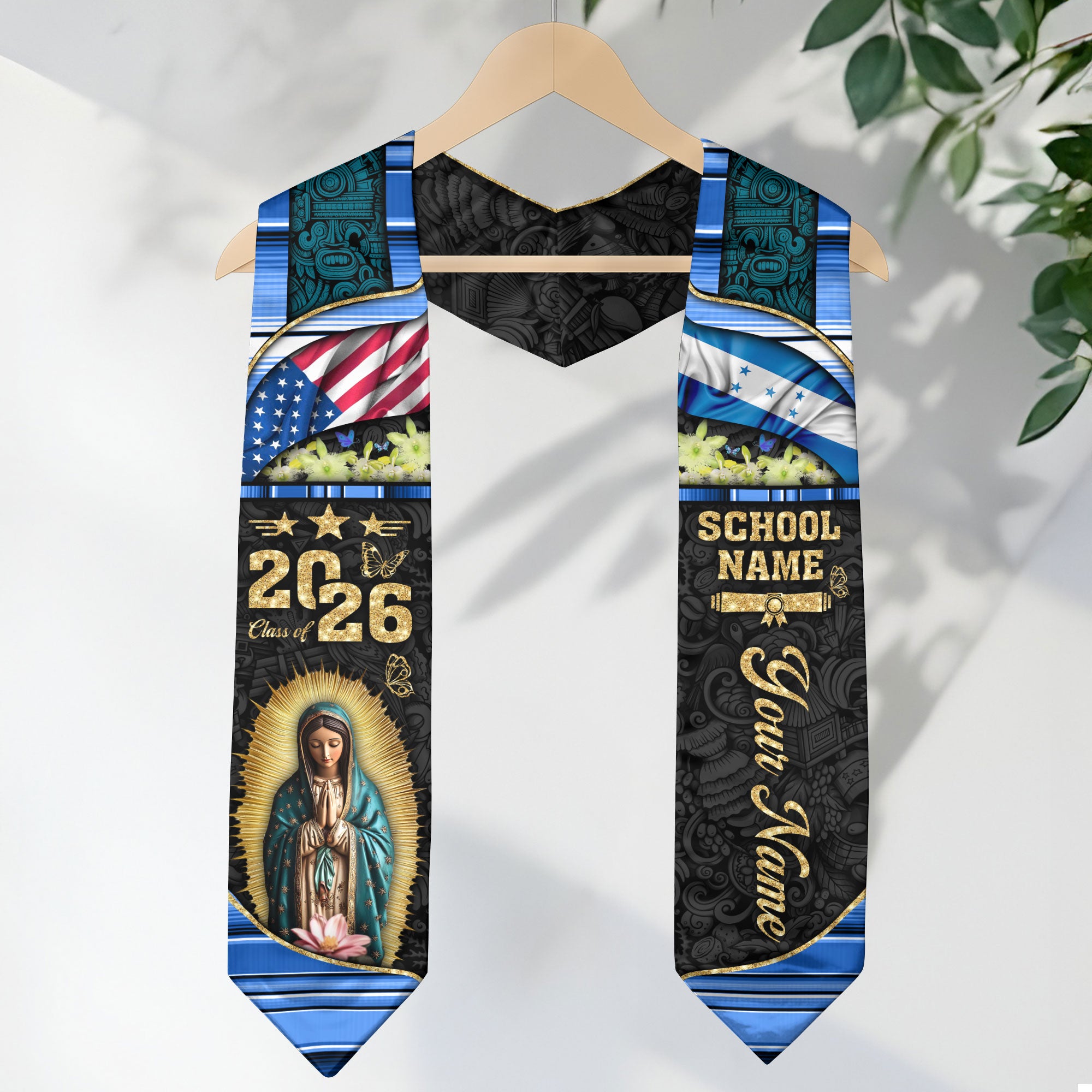 Customized Honduras Graduation Stole with Traditional Flag Motif, Graduation Sash for Class of 2026