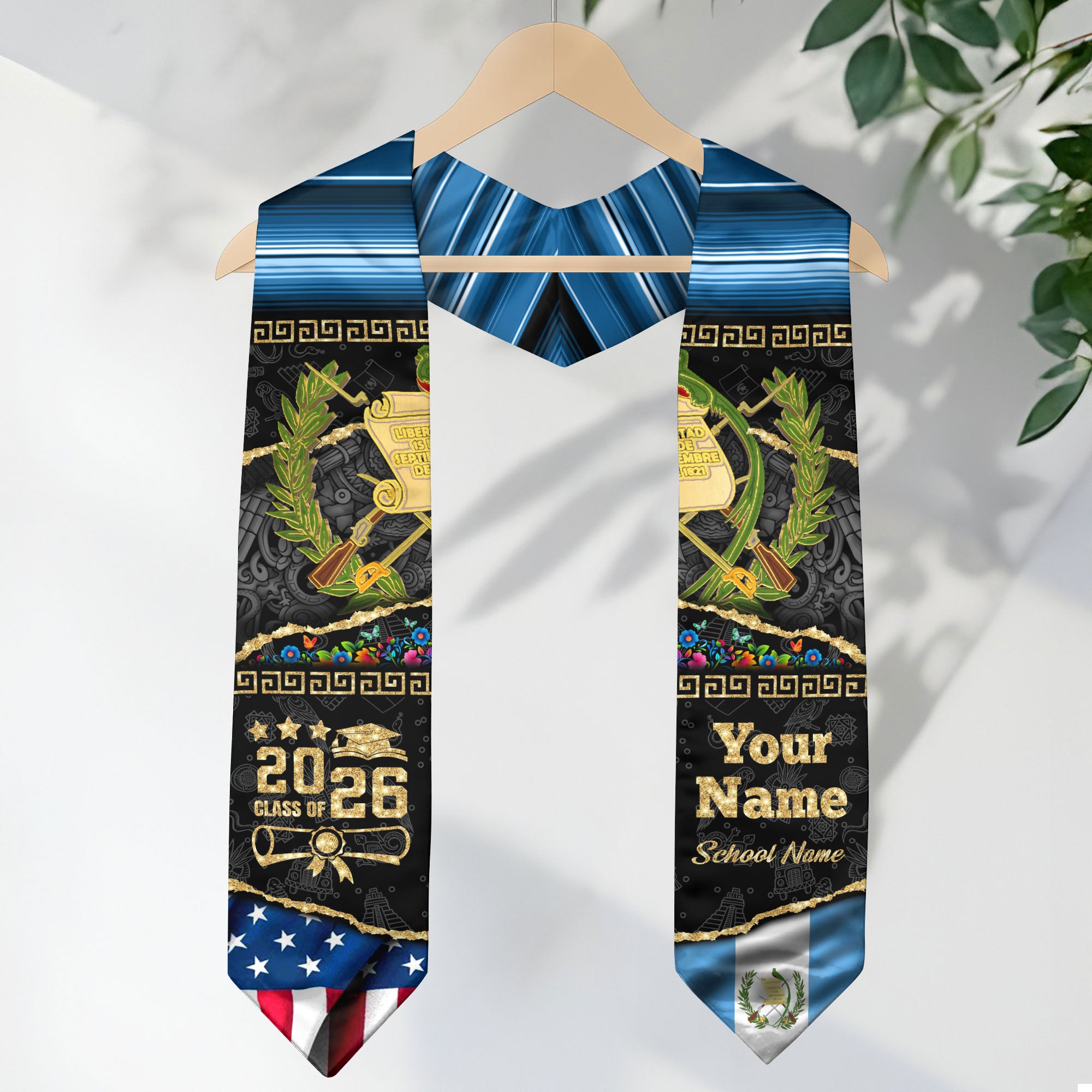 Customized Guatemala Graduation Stole Inspired by Guatemalan Flag Design, Graduation Sash 2026