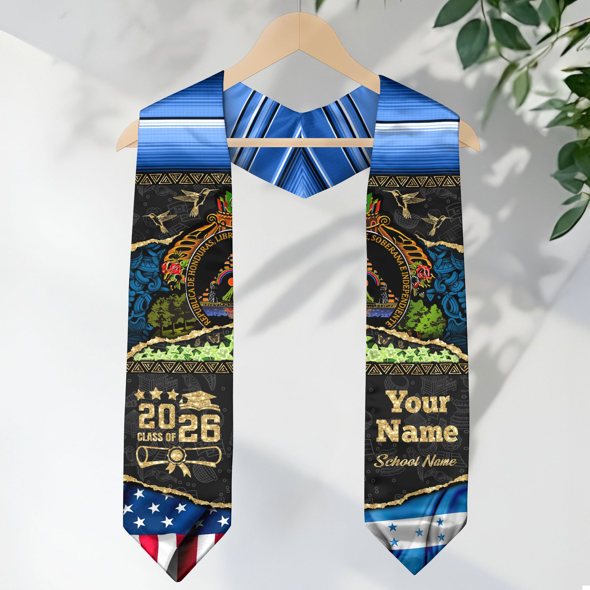 Customized Honduras Graduation Stole Highlighting National Flag Style, Graduation Sash 2026