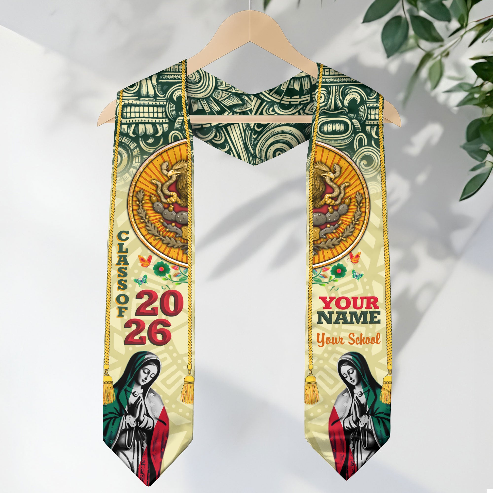 Mexican Flag Graduation Stole 2026, Mexico Sash Stole, Tailored Finish for 2026 Grads