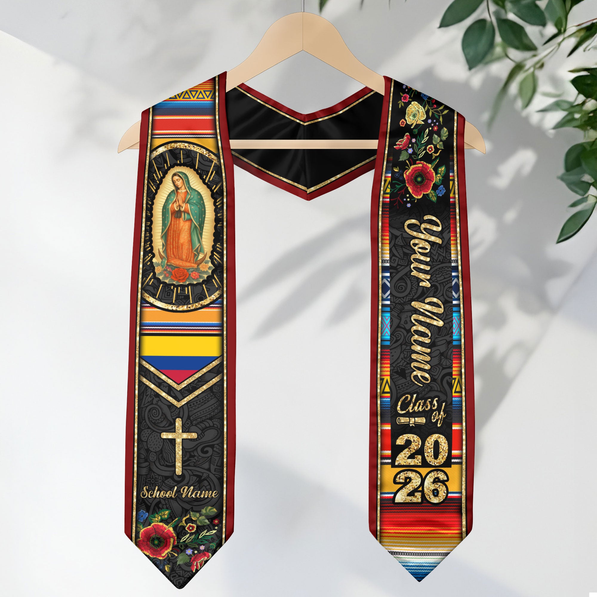 Customized Colombia Graduation Stole with Colombian Flag Inspired Design, Graduation Sash for Class of 2026
