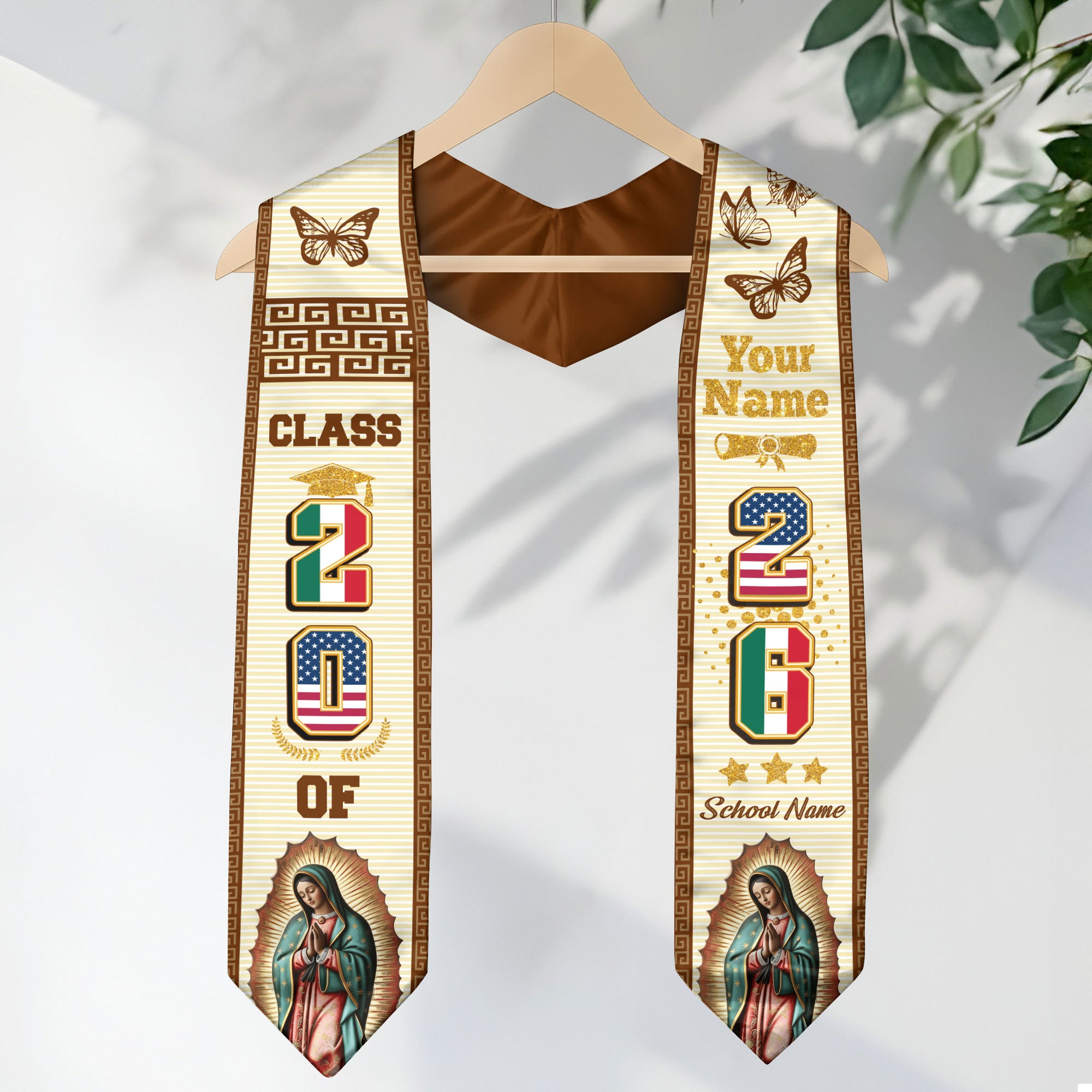 Class of 2026 Mexico Graduation Sash, Mexican Flag Stole, Custom-Ready Graduation Style