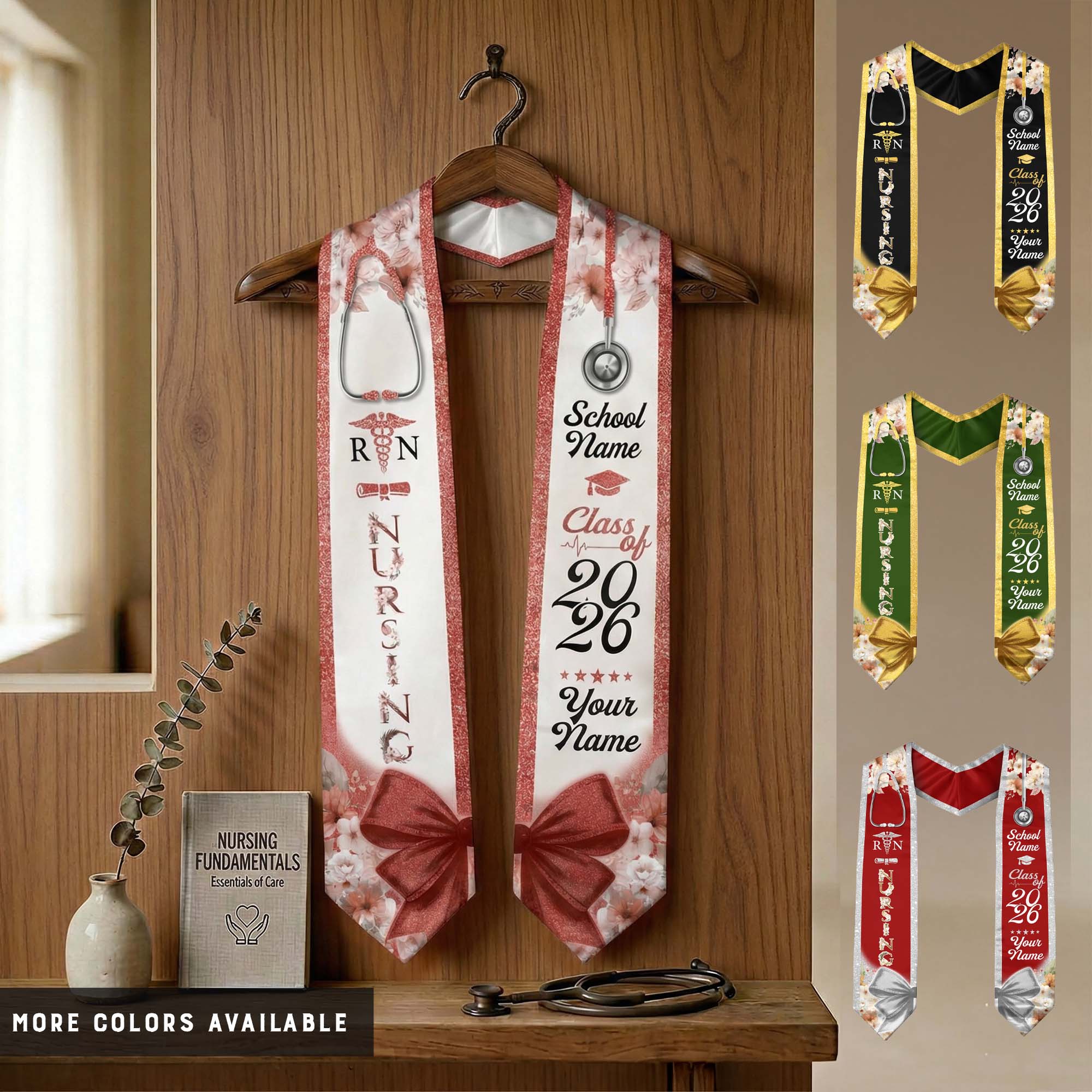 Customized Nursing Graduation Sash for RN and BSN Graduates, Ceremony Stole Class of 2026