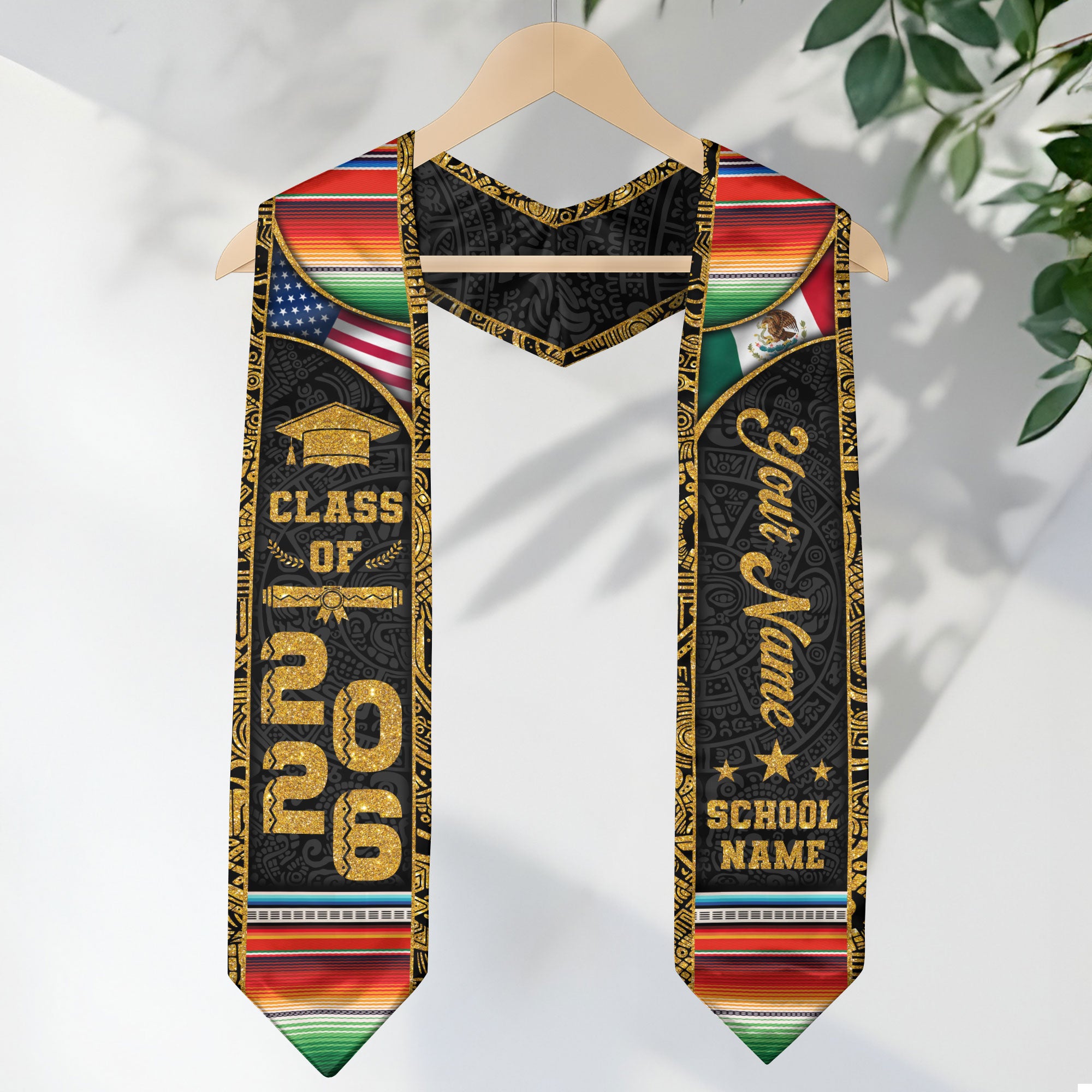 Mexico Graduation Stole 2026, Mexican American Flag Graduation Sash, Mexican Grad Stole