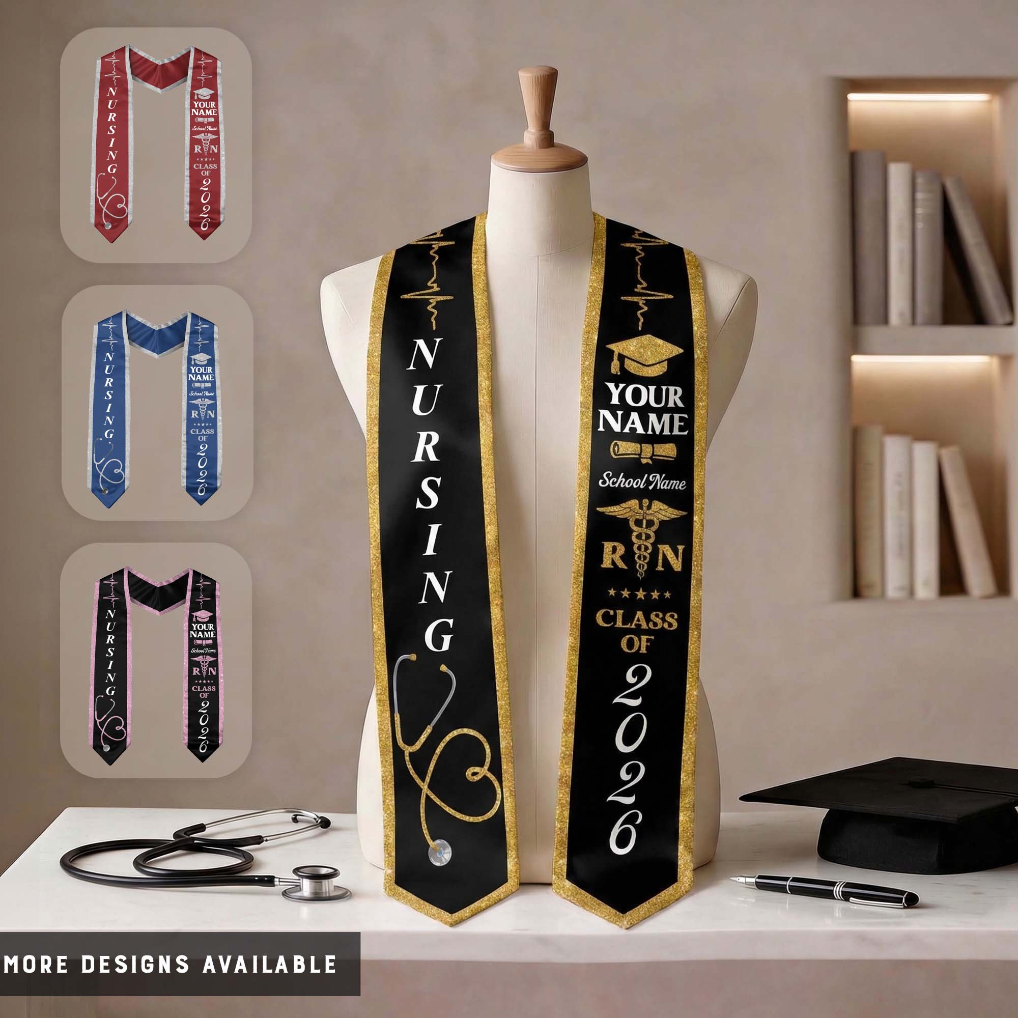 Customized Graduation Stole for RN and BSN Students Nursing School, Sash 2026