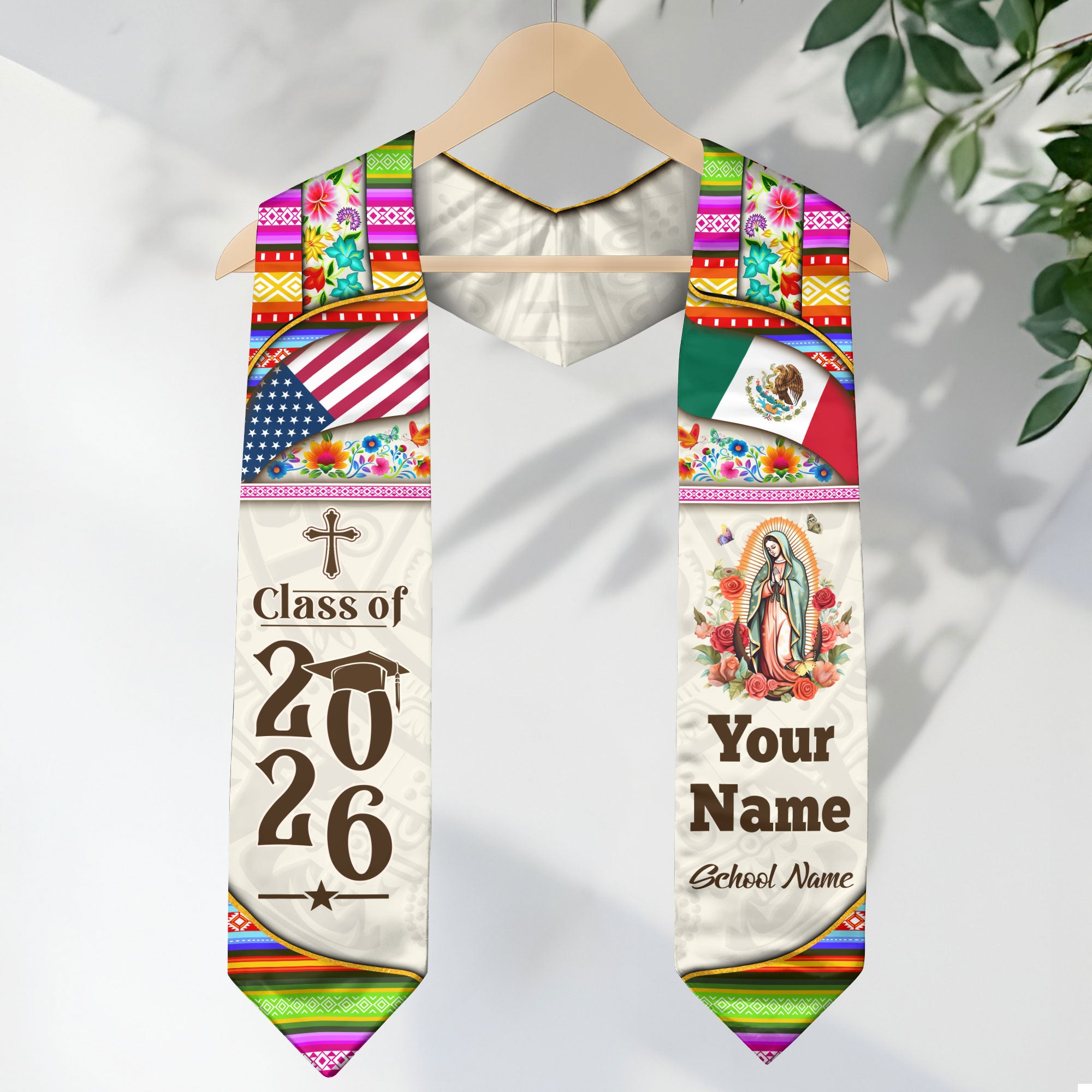 Mexico Graduation Sash 2026, Mexican Flag Stole, Mexican Stole, Custom Graduation Stole