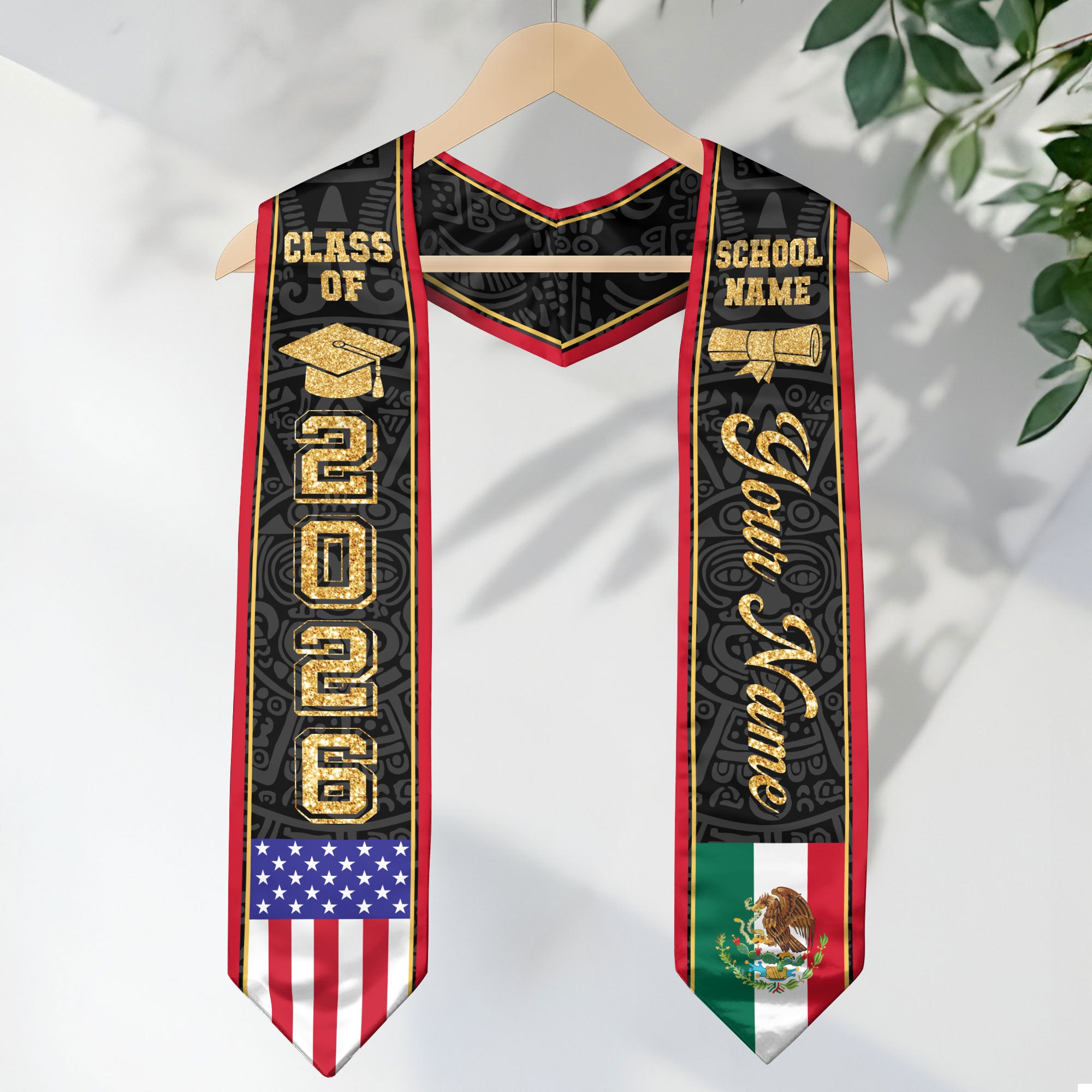2026 Mexican Graduation Sash, Mexico Flag Stole, Personal Detail Option for Class of 2026