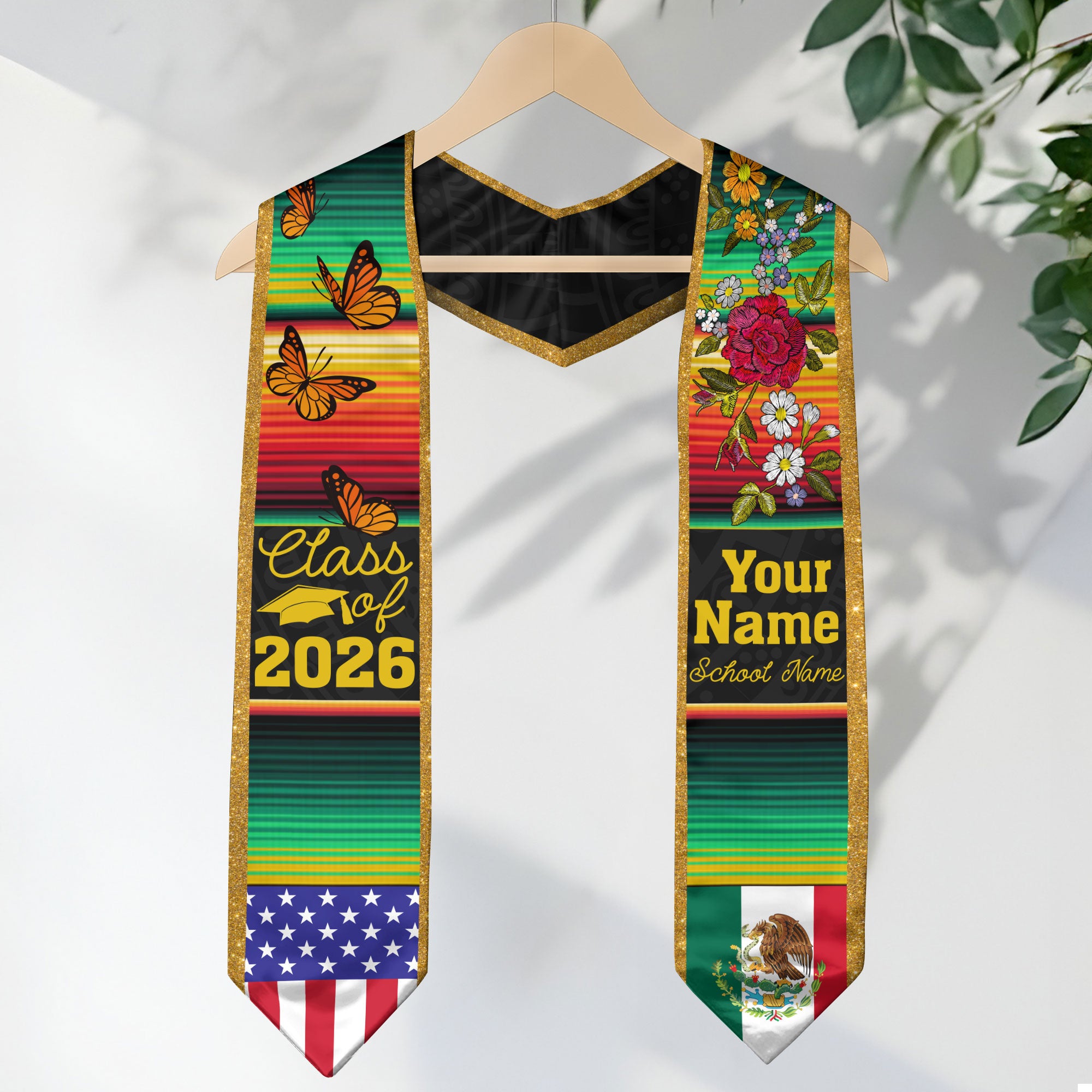 2026 Mexico Flag Stole for Grads, Mexican Graduation Sash, Personal Detail Option Included