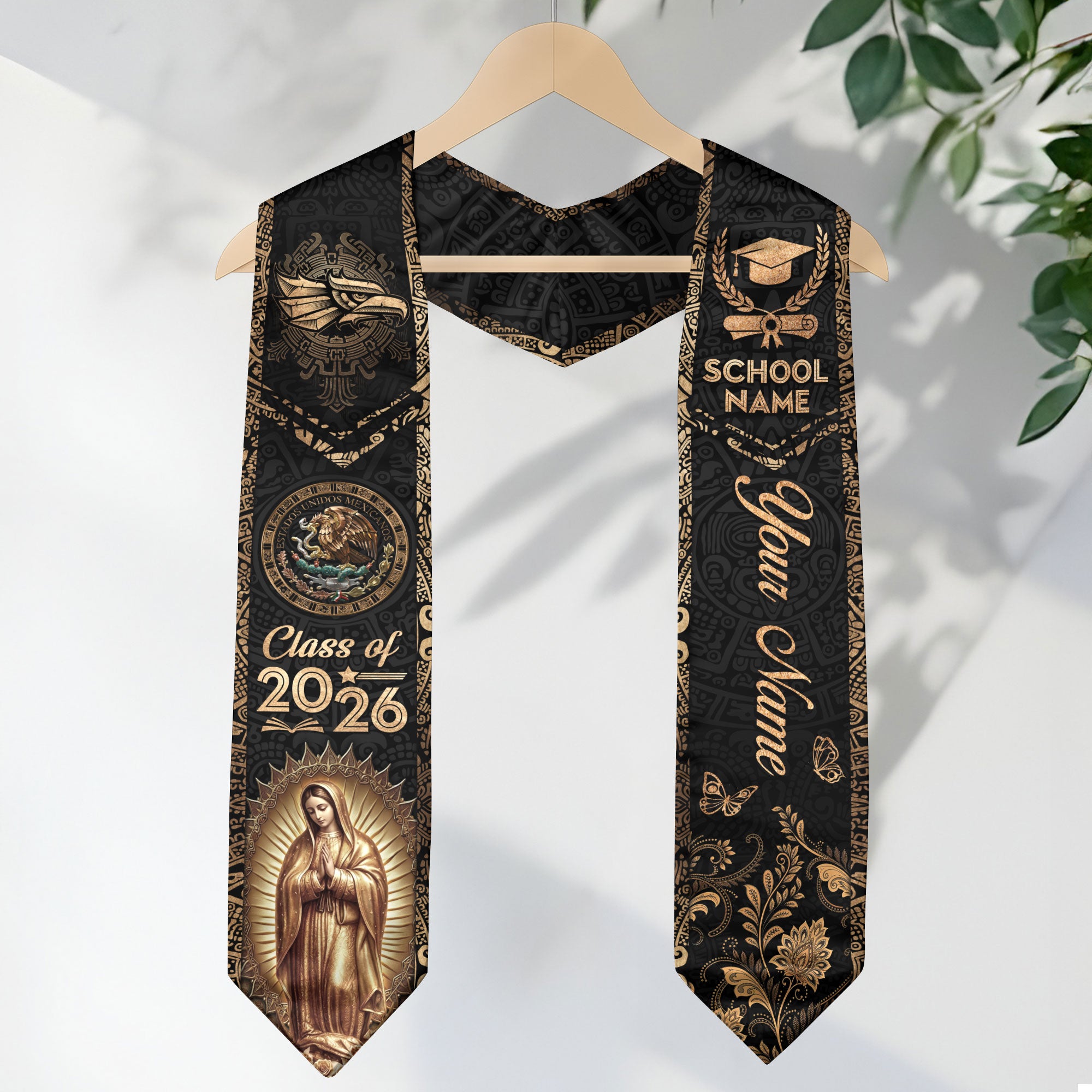 Mexico Flag Graduation Sash 2026, Mexican Stole for Grads, Personal Text Detail Available