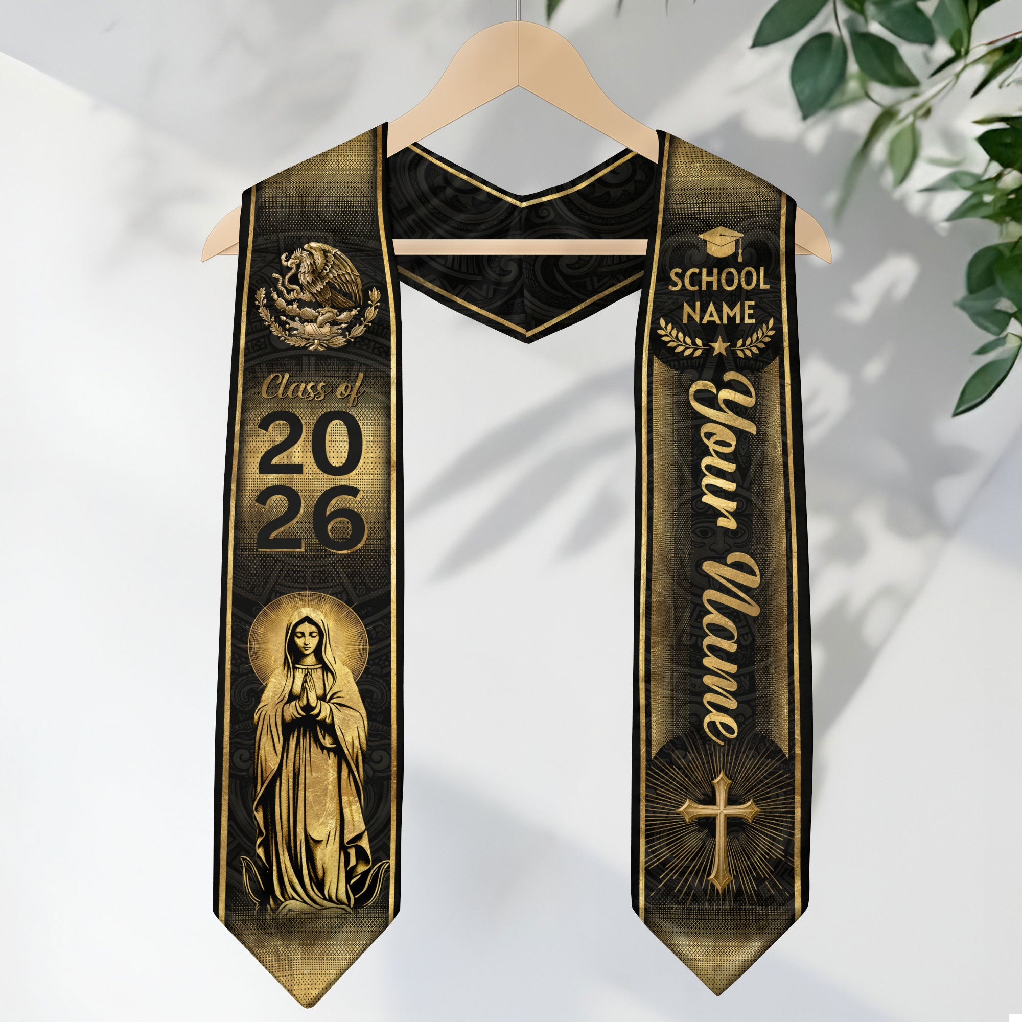 Mexican American Flag Graduation Sash 2026, Mexico Stole for Graduation, Name Add-On