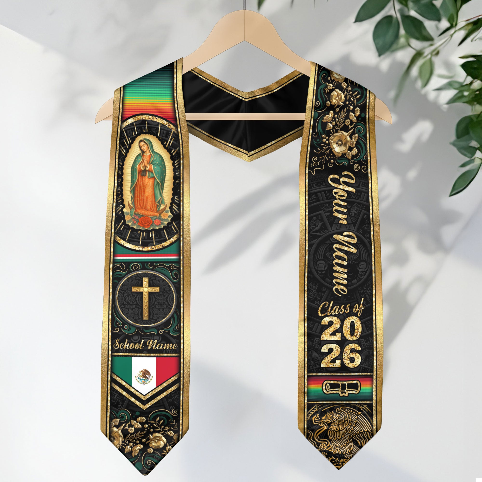 Customized Mexico Graduation Stole with National Flag Detail, Graduation Sash 2026, Class of 2026
