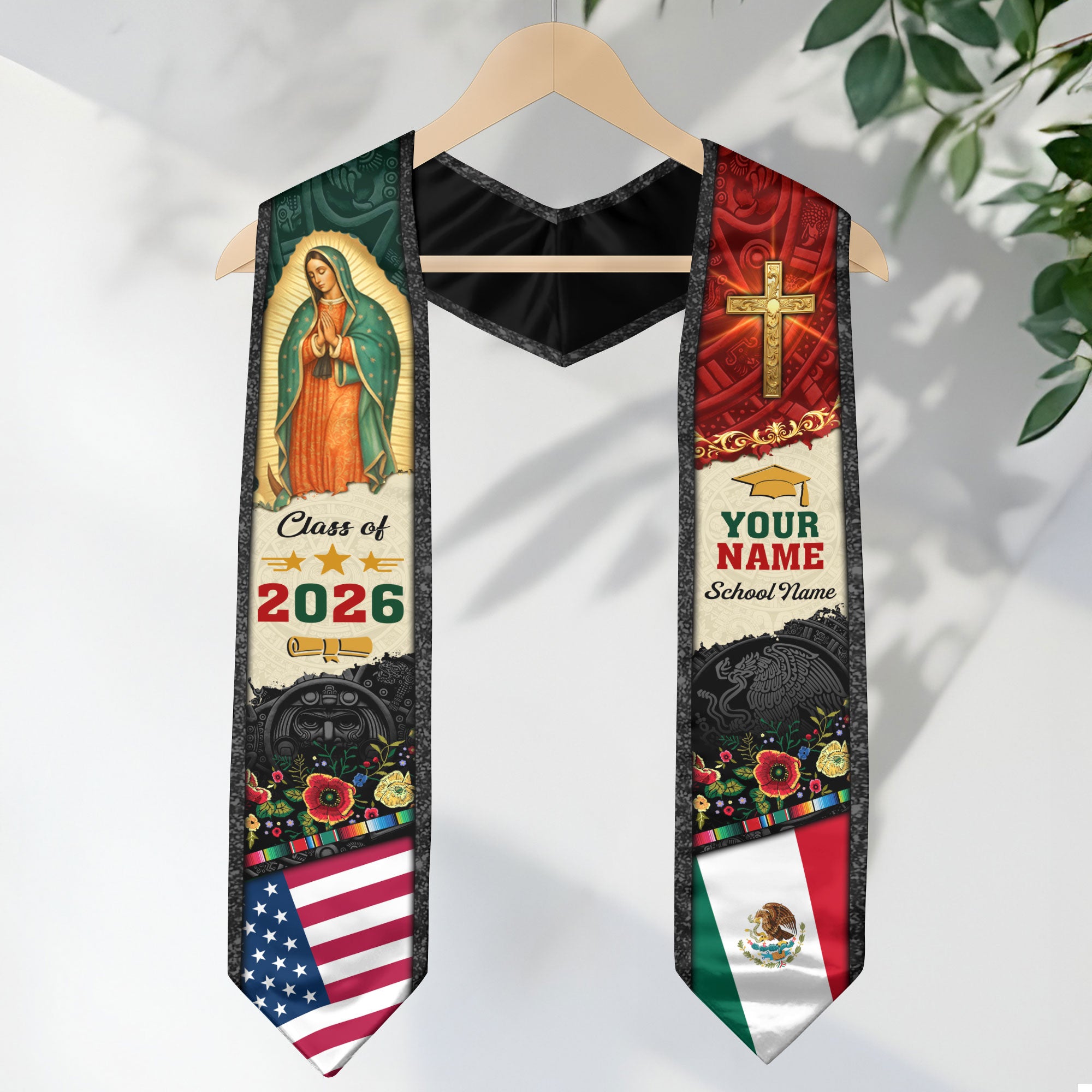Customized Mexico Graduation Stole Inspired by Mexican Flag Design, Graduation Sash 2026