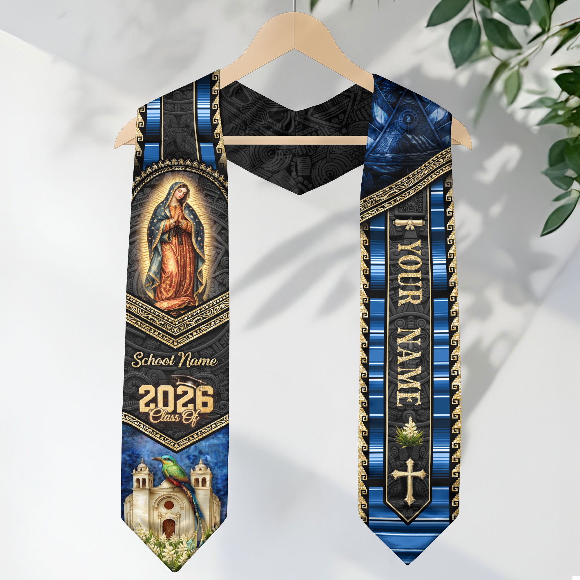 El Salvador Graduation Stole Class of 2026 - Personalized Torogoz Heritage Sash