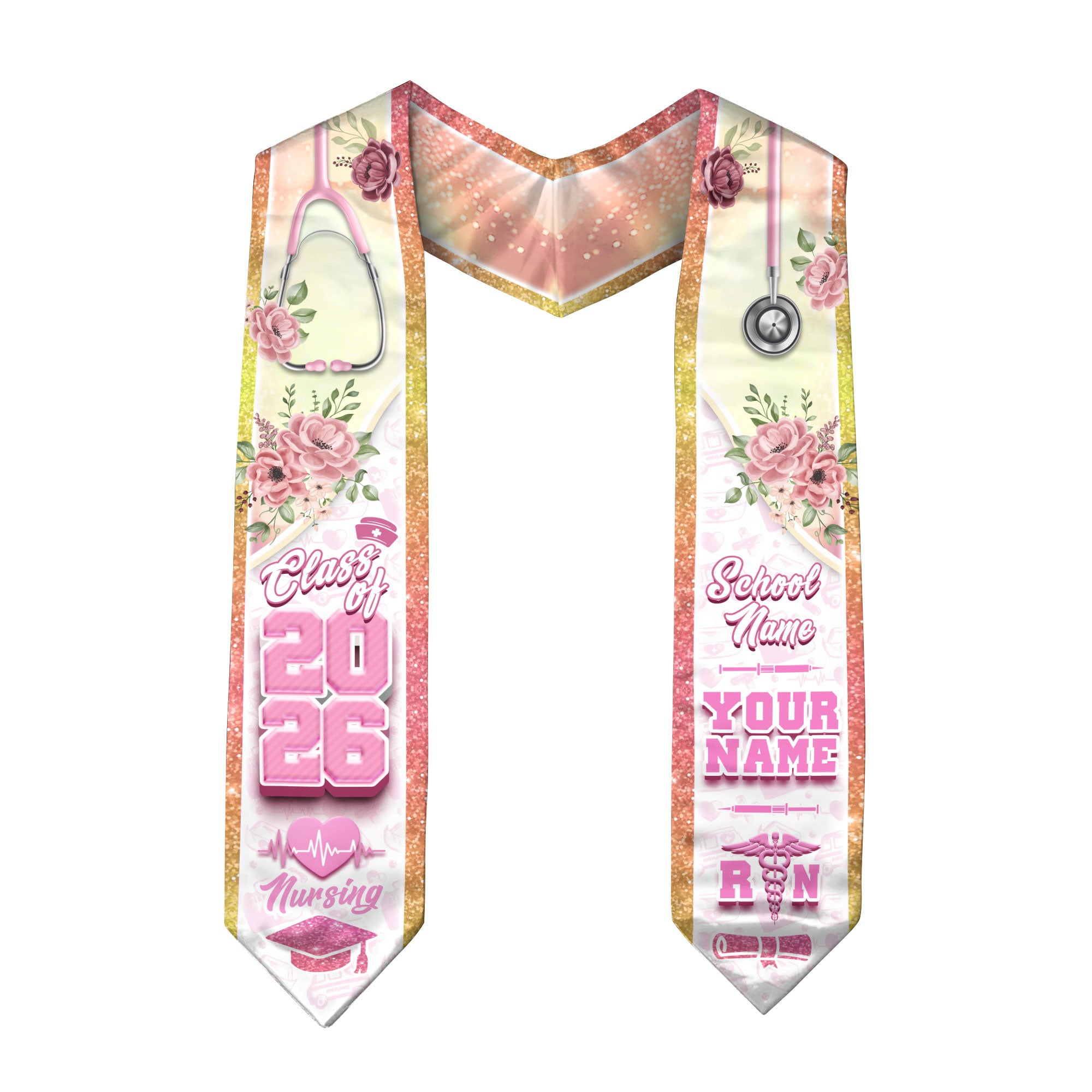 Customized Graduation Stole for RN Nurses, BSN Nursing Ceremony Sash 2026