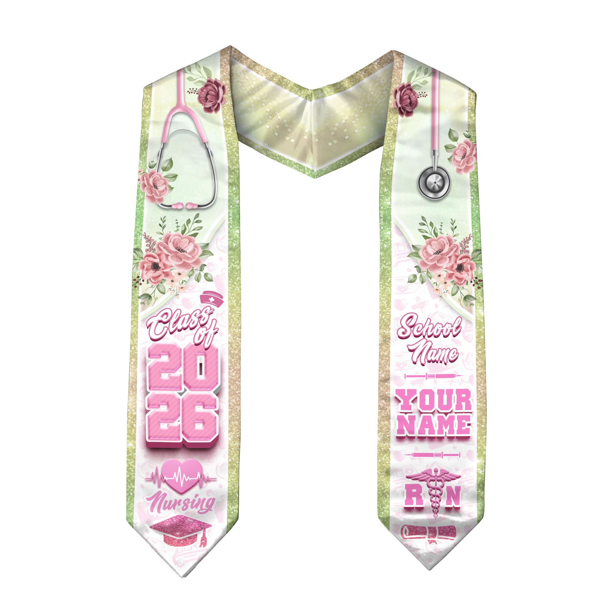 Customized Graduation Stole for RN Nurses, BSN Nursing Ceremony Sash 2026