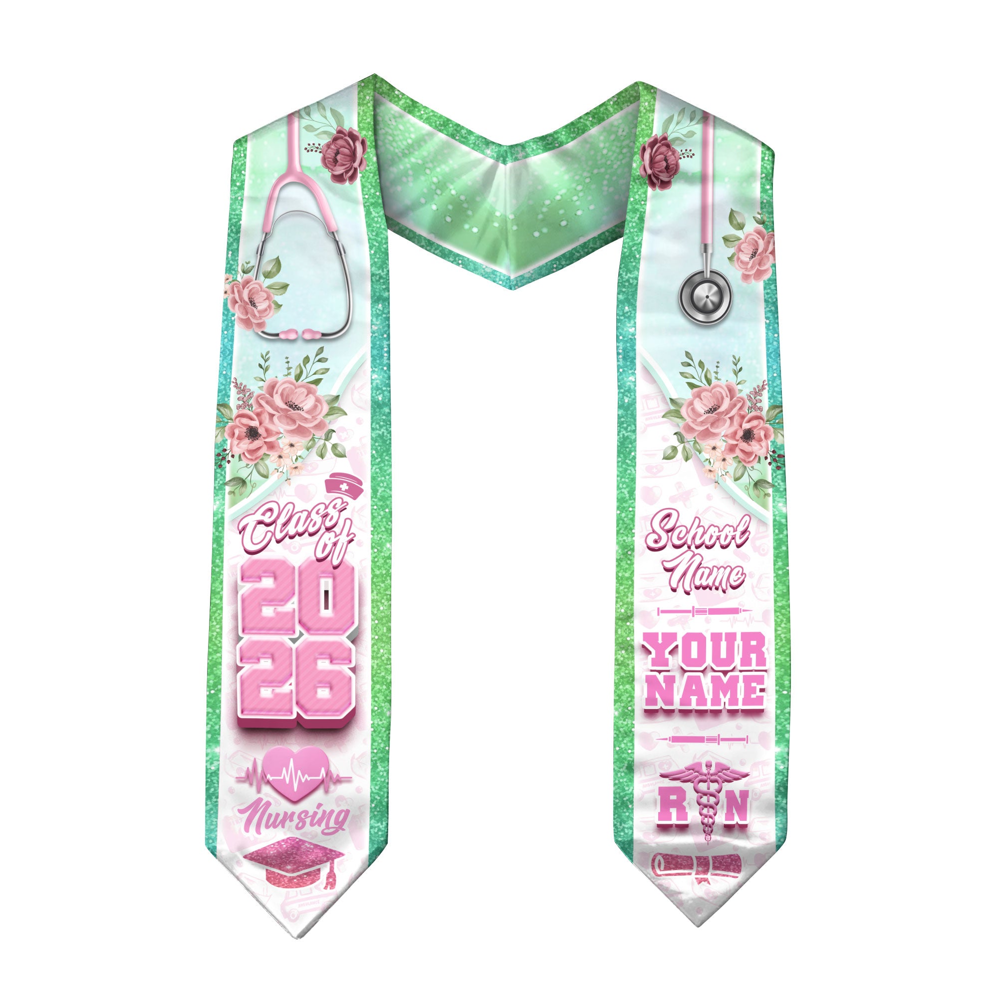 Customized Graduation Stole for RN Nurses, BSN Nursing Ceremony Sash 2026