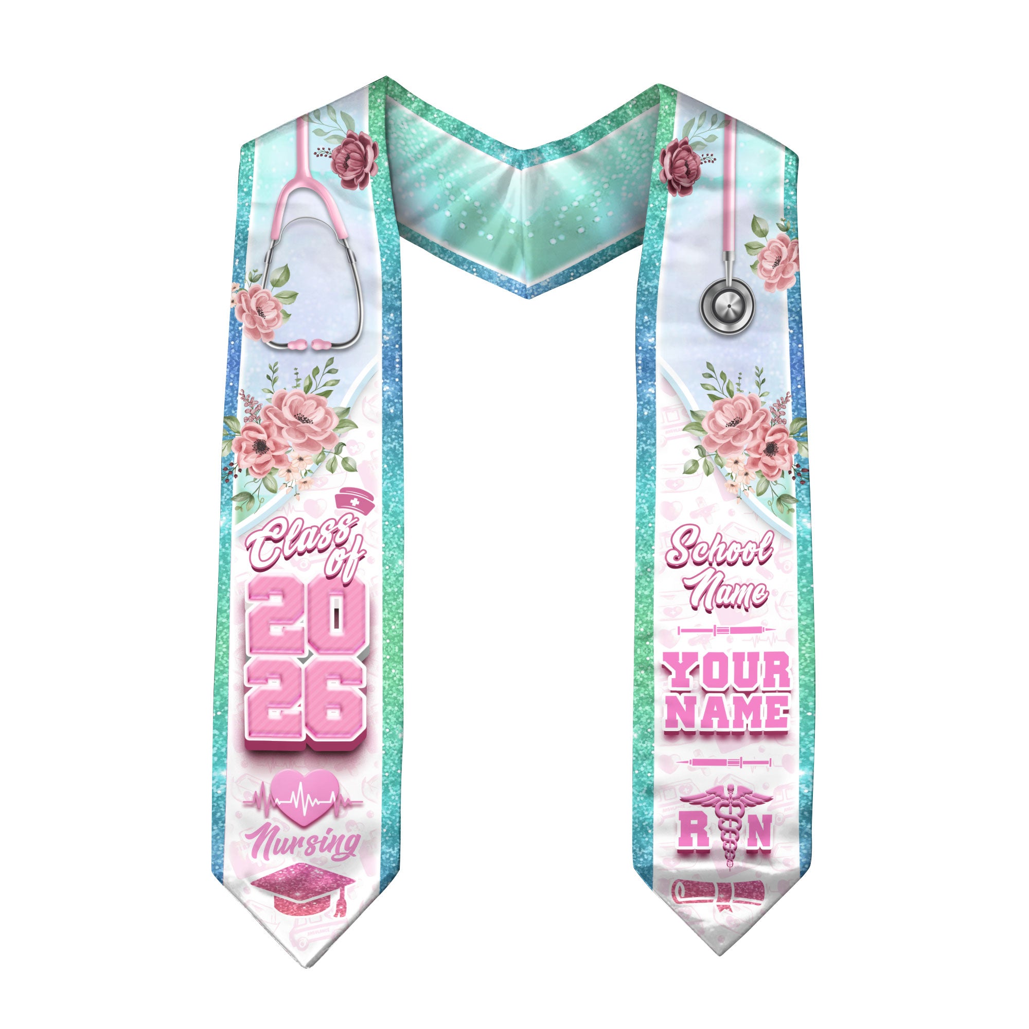 Customized Graduation Stole for RN Nurses, BSN Nursing Ceremony Sash 2026