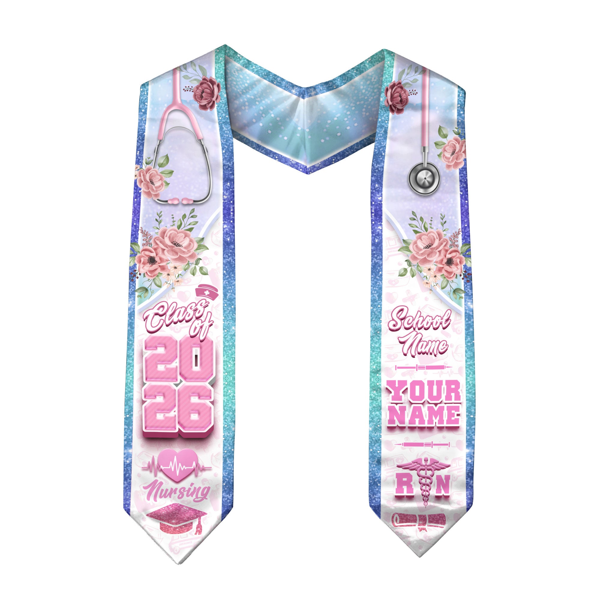Customized Graduation Stole for RN Nurses, BSN Nursing Ceremony Sash 2026