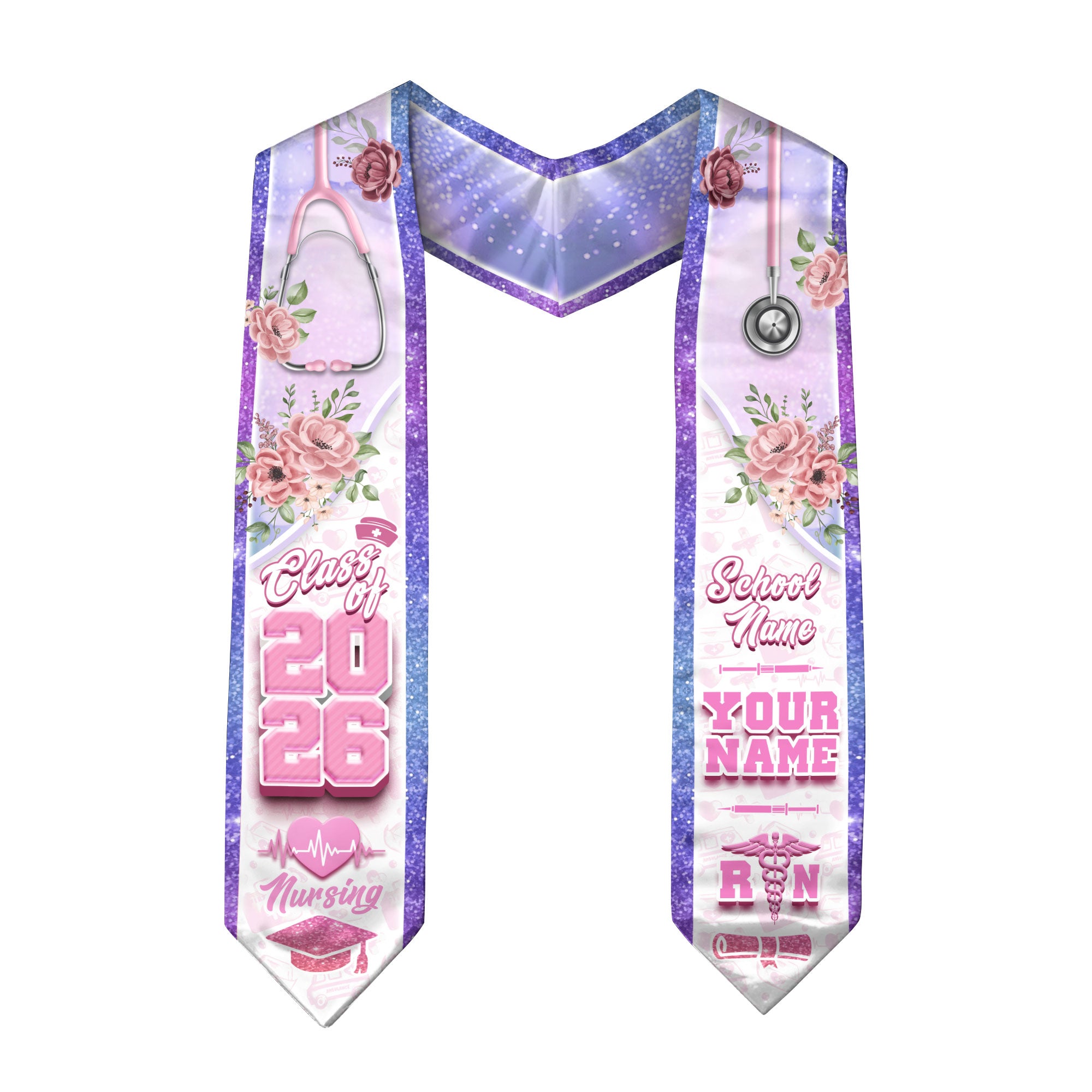 Customized Graduation Stole for RN Nurses, BSN Nursing Ceremony Sash 2026