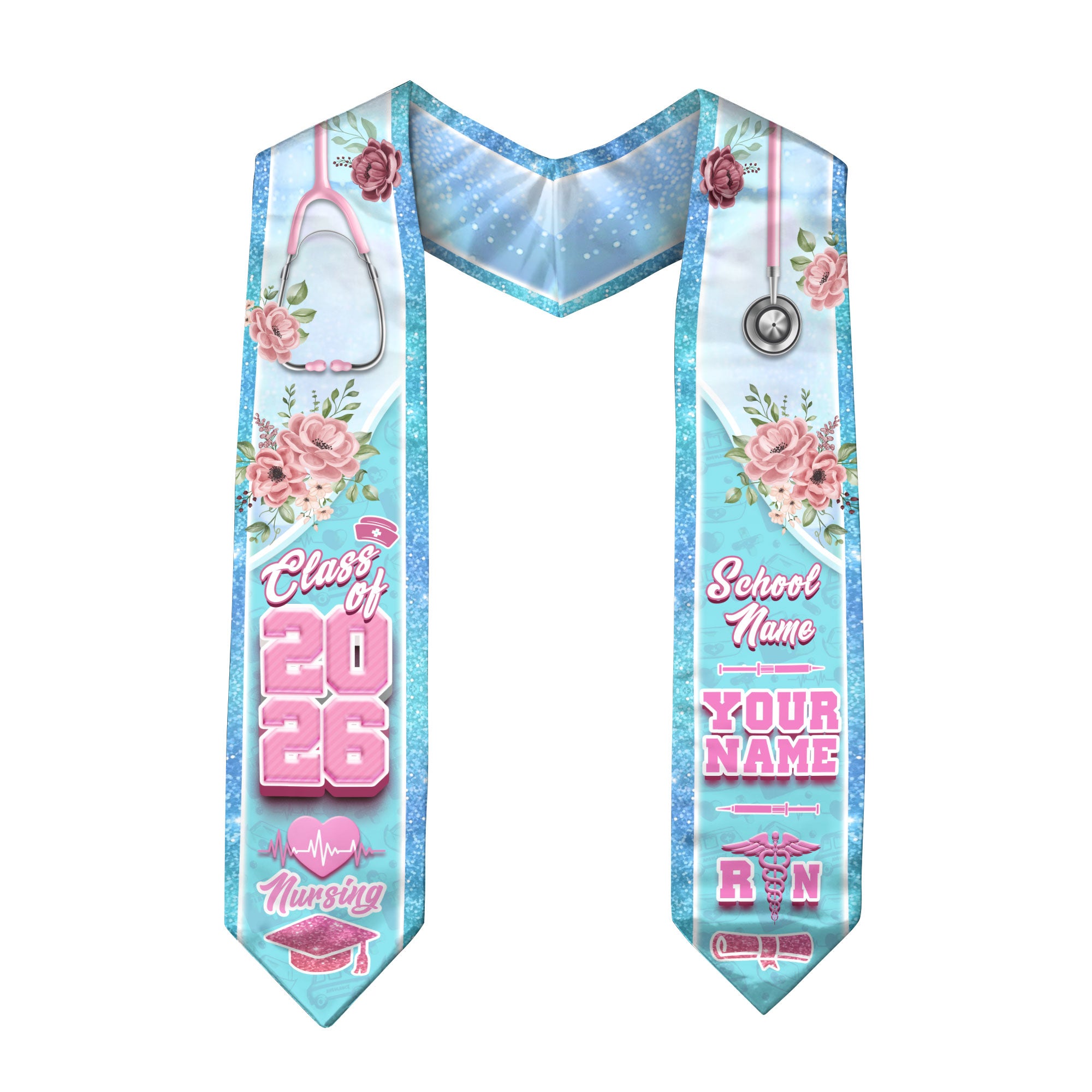 Customized Graduation Stole for RN Nurses, BSN Nursing Ceremony Sash 2026