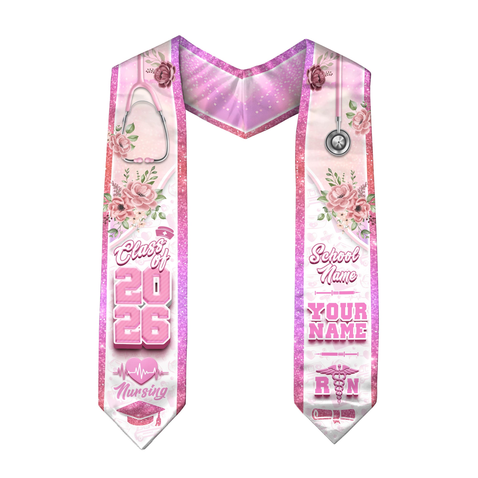 Customized Graduation Stole for RN Nurses, BSN Nursing Ceremony Sash 2026