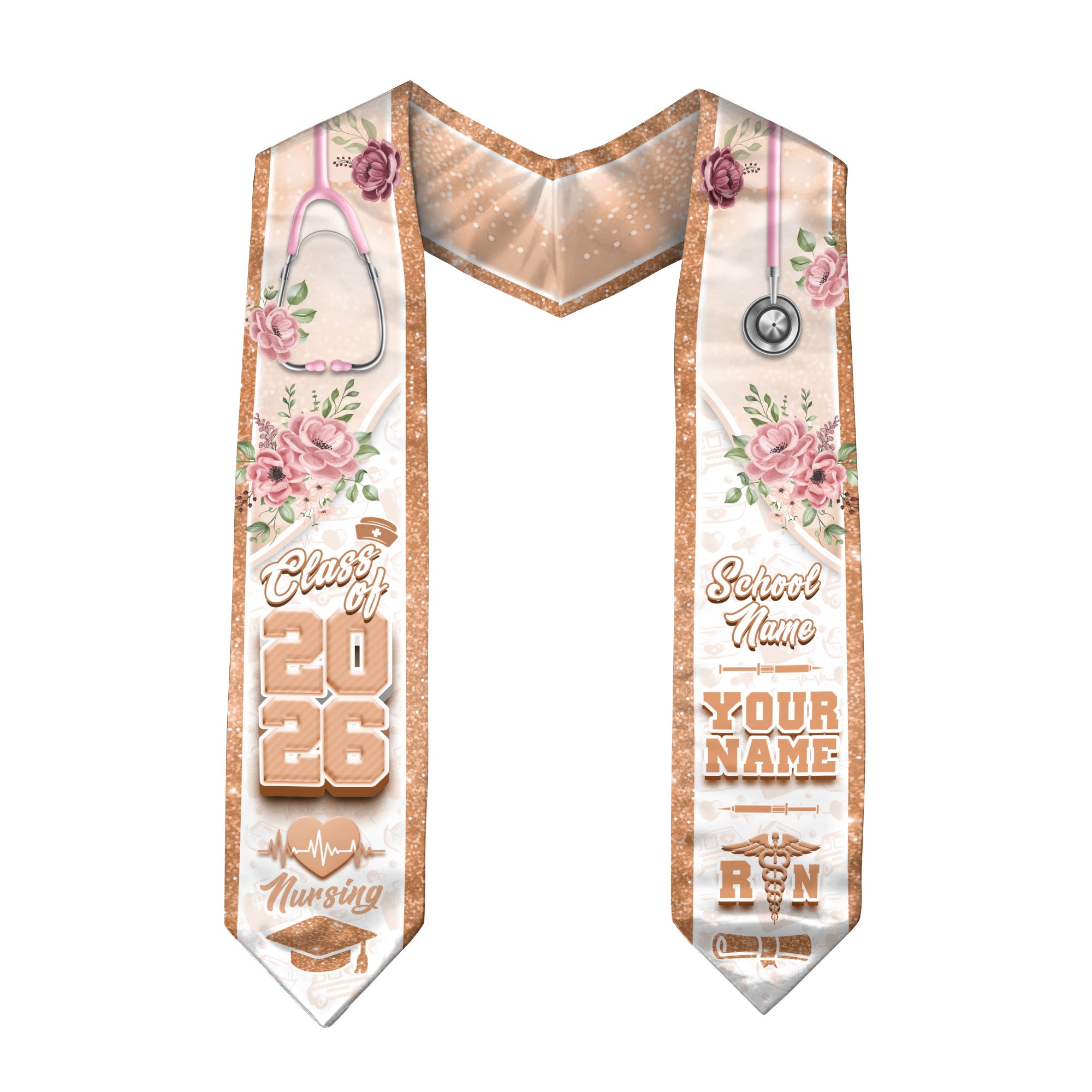 Customized Graduation Stole for RN Nurses, BSN Nursing Ceremony Sash 2026