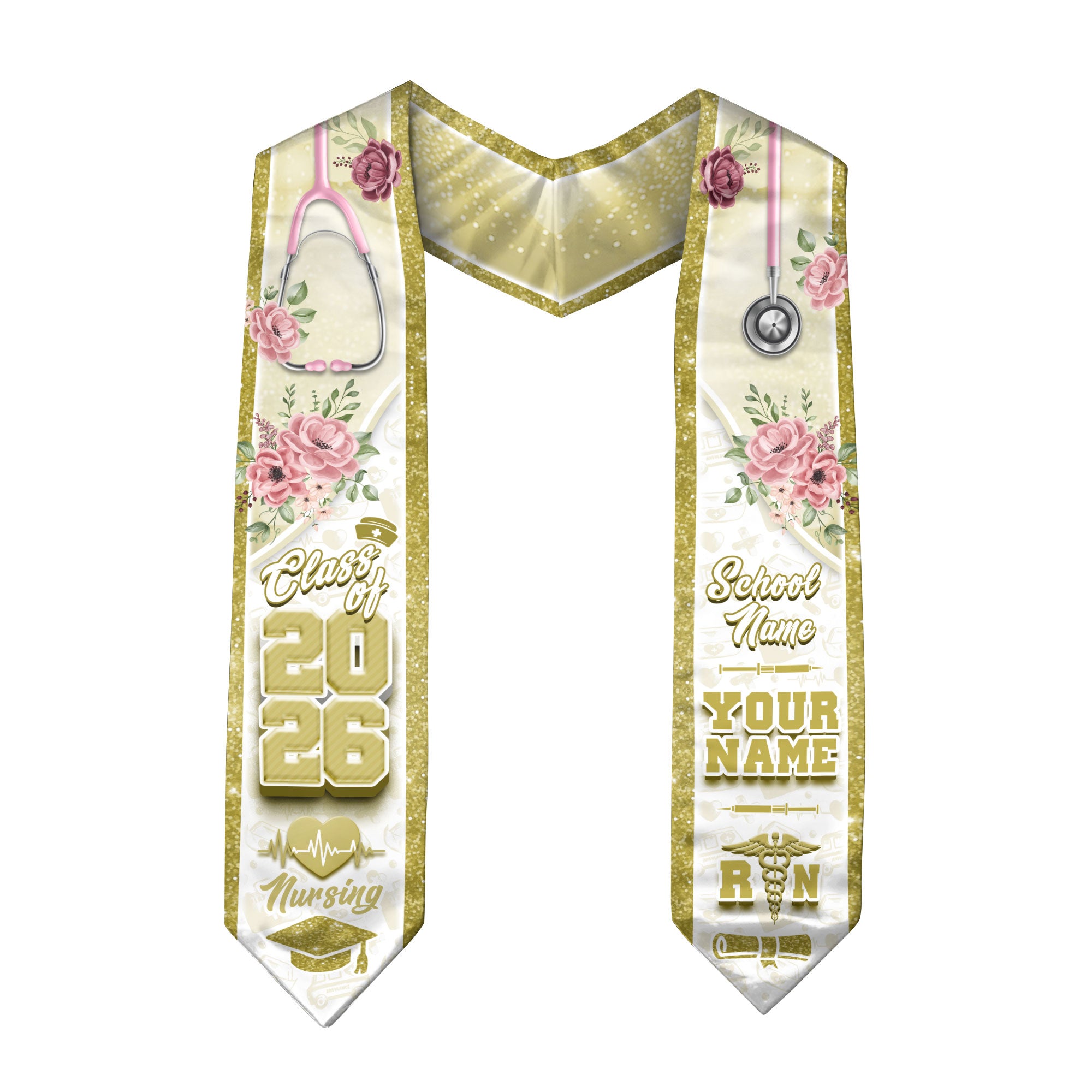 Customized Graduation Stole for RN Nurses, BSN Nursing Ceremony Sash 2026