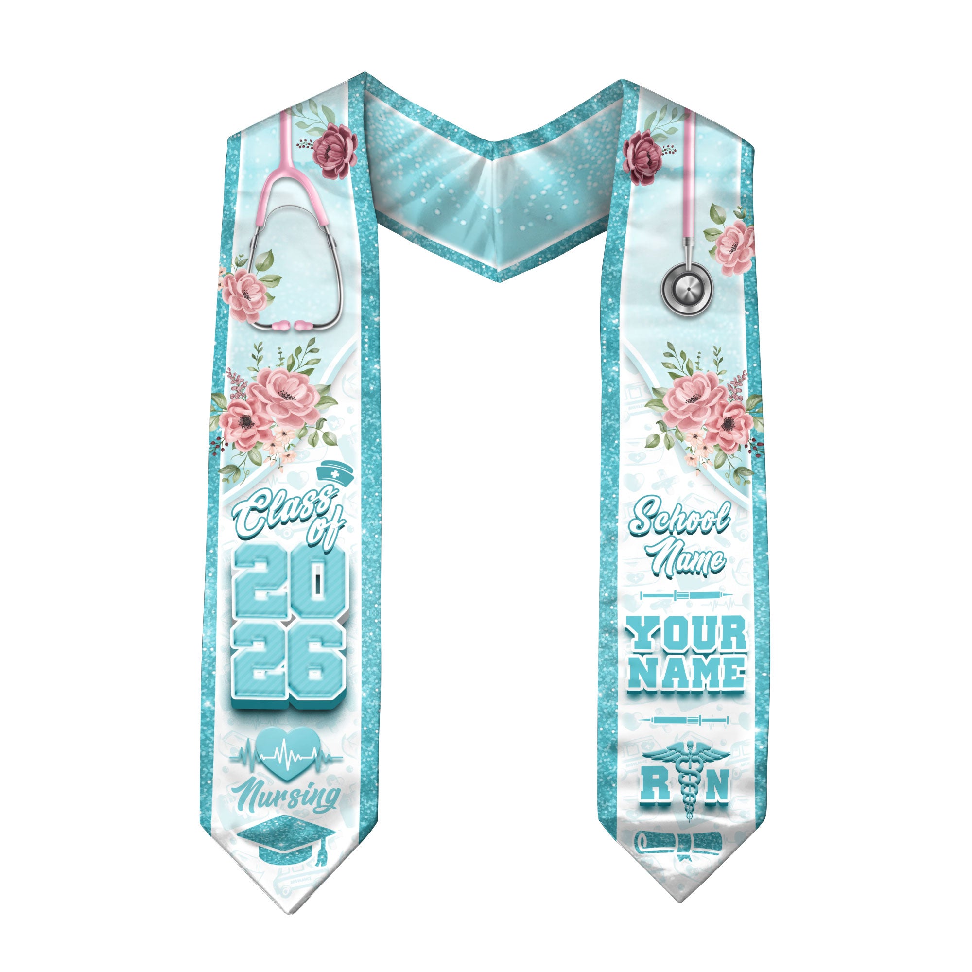 Customized Graduation Stole for RN Nurses, BSN Nursing Ceremony Sash 2026