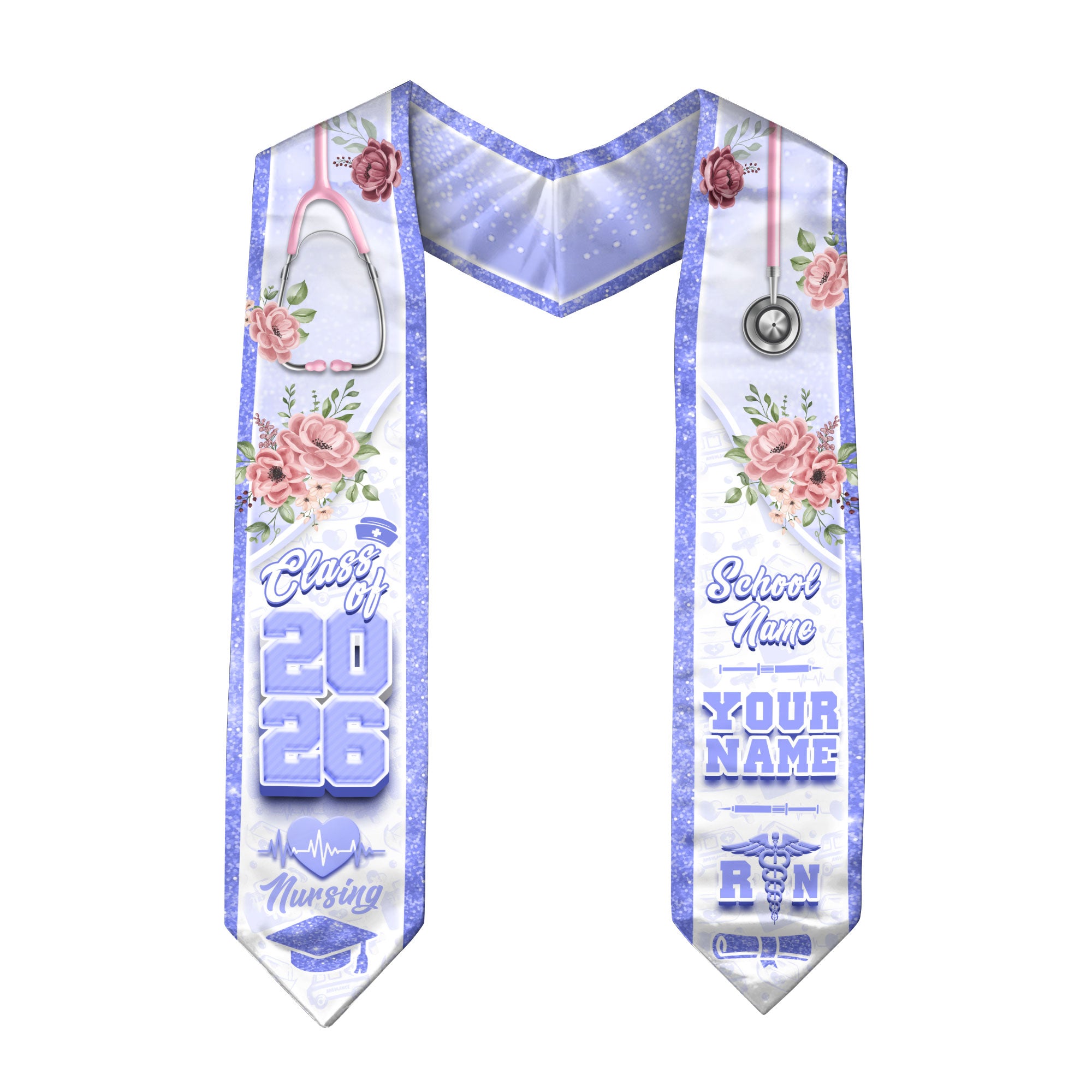 Customized Graduation Stole for RN Nurses, BSN Nursing Ceremony Sash 2026