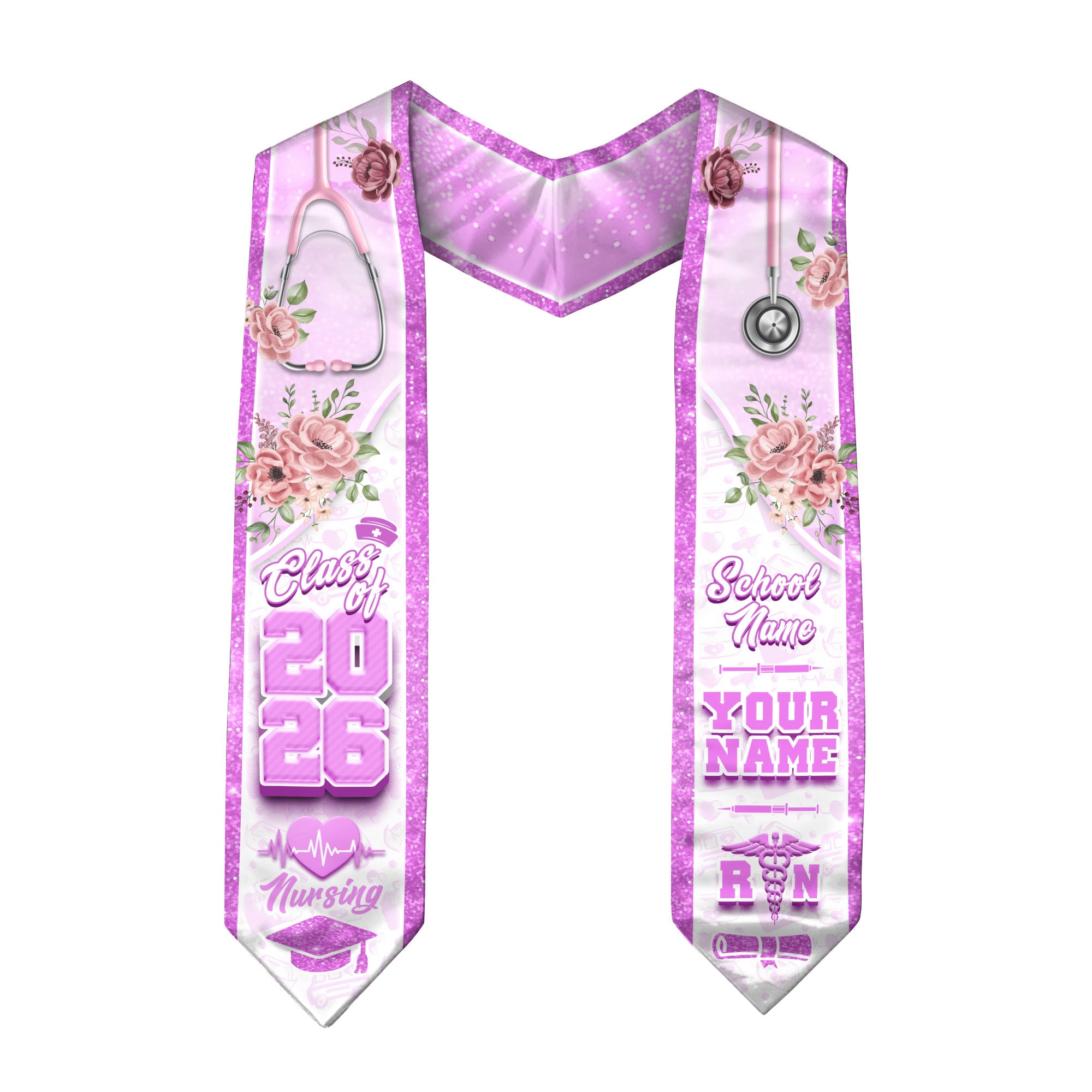 Customized Graduation Stole for RN Nurses, BSN Nursing Ceremony Sash 2026