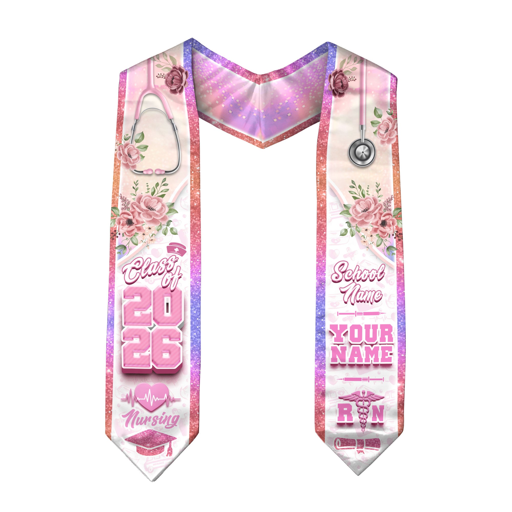 Customized Graduation Stole for RN Nurses, BSN Nursing Ceremony Sash 2026