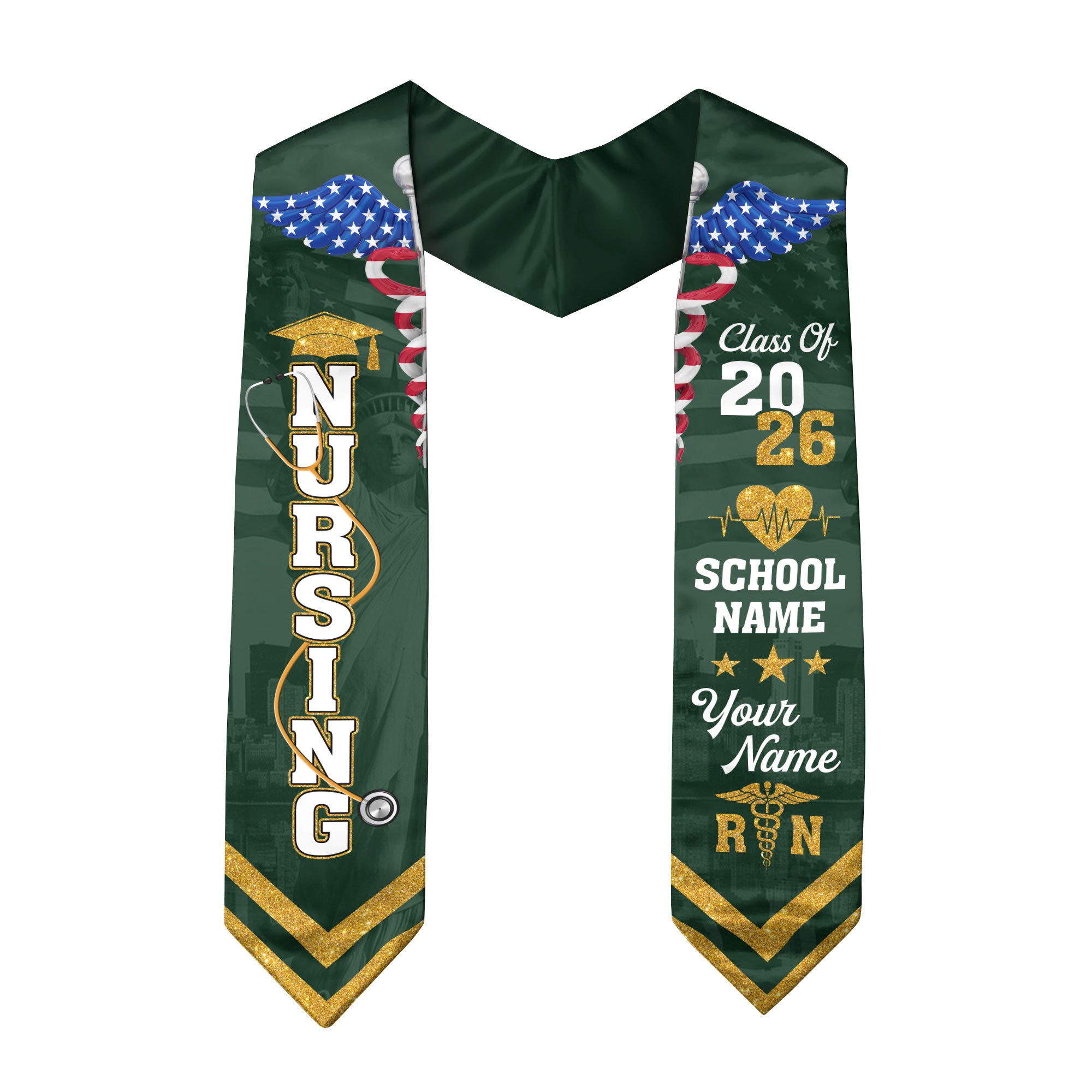 Customized Nursing Graduation Sash for RN Graduates, BSN Nurse Stole Class of 2026