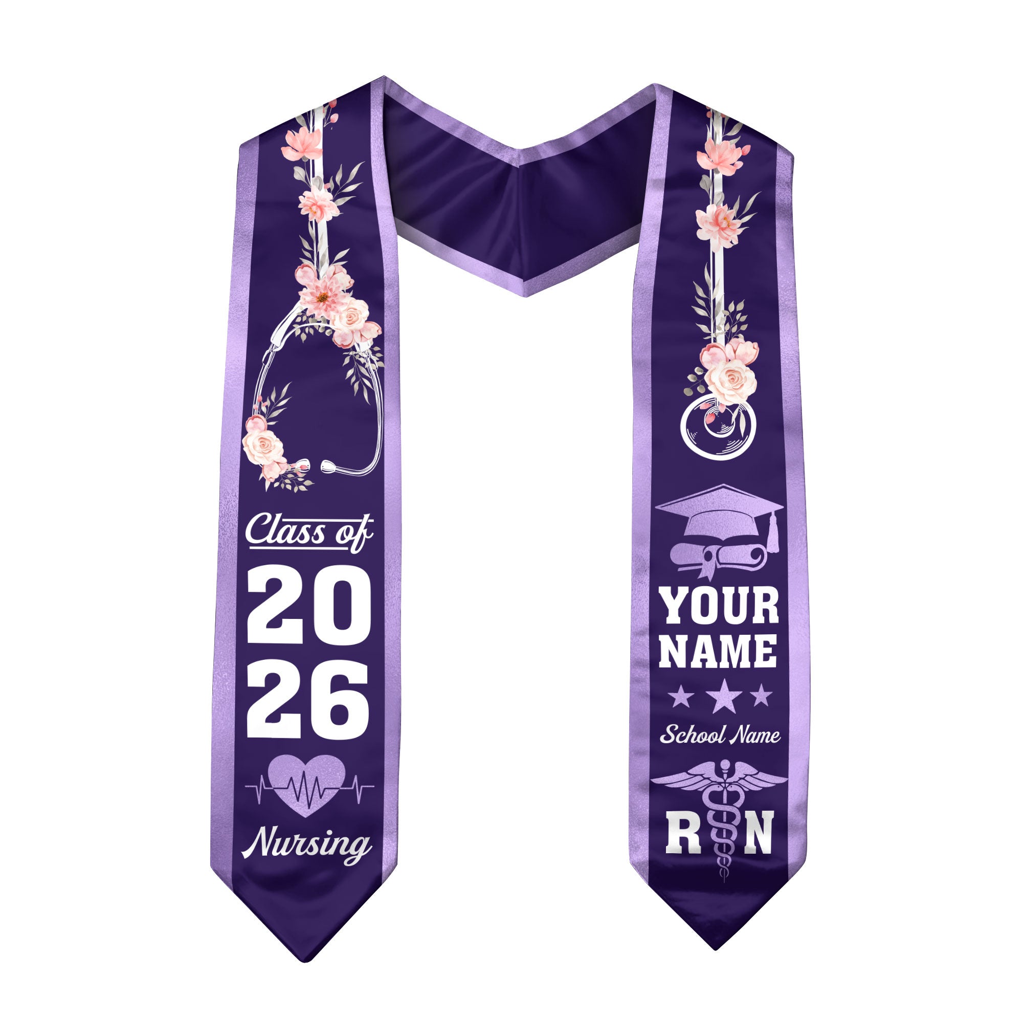 Customized RN Graduation Stole, Nursing Graduation Sash for BSN Nurses, Class of 2026