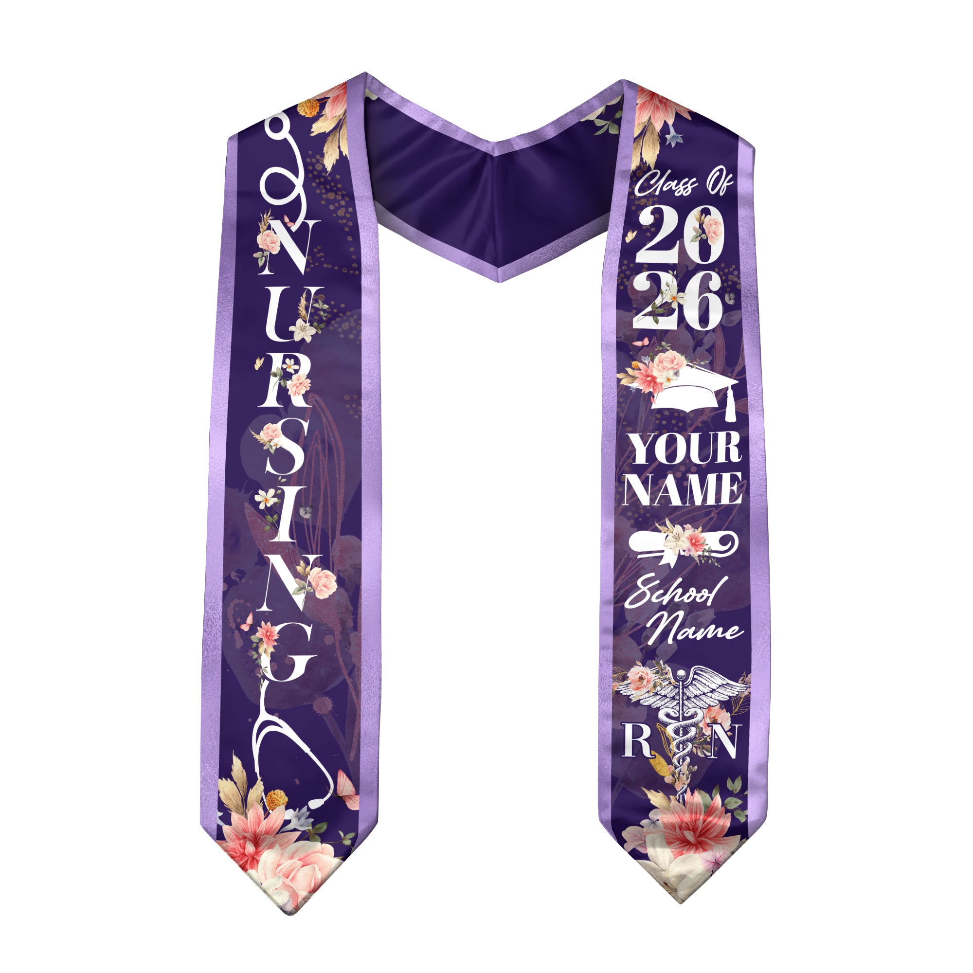 Custom RN Graduation Stole 2026, Nursing Stole Sash for Nurses, Class of 2026 Gift