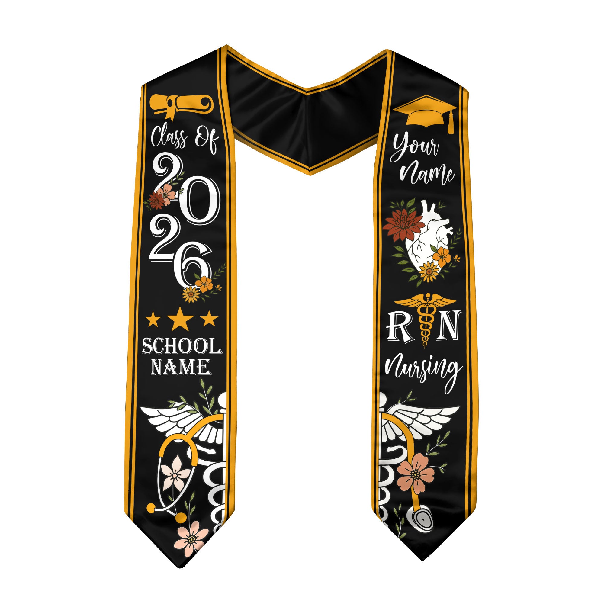 RN Nurse Graduation Sash 2026, Custom Nursing Stole, BSN Stole for Class of 2026