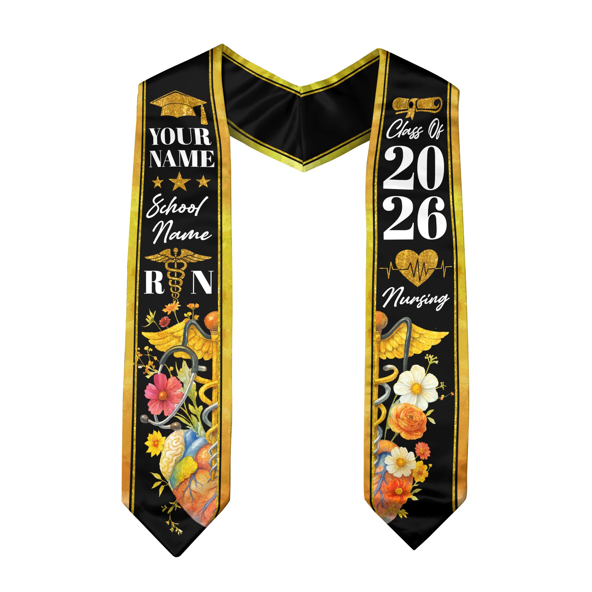 2026 Nursing Graduation Sash, Custom RN Nurse Stole, BSN Style for Class of 2026