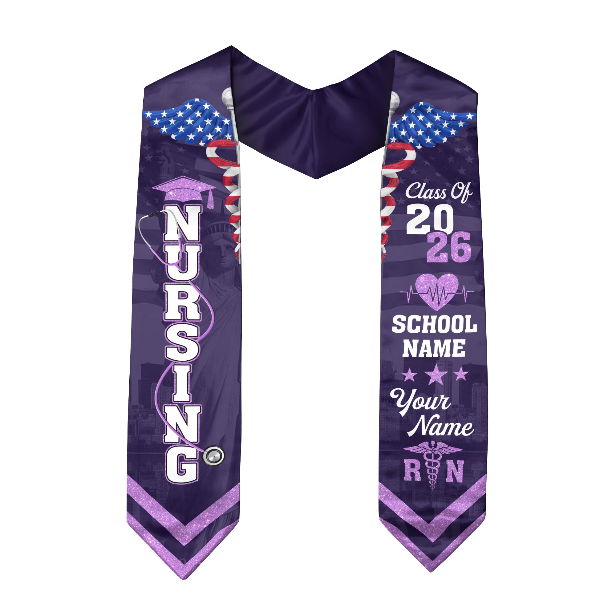 Customized Nursing Graduation Sash for RN Graduates, BSN Nurse Stole Class of 2026