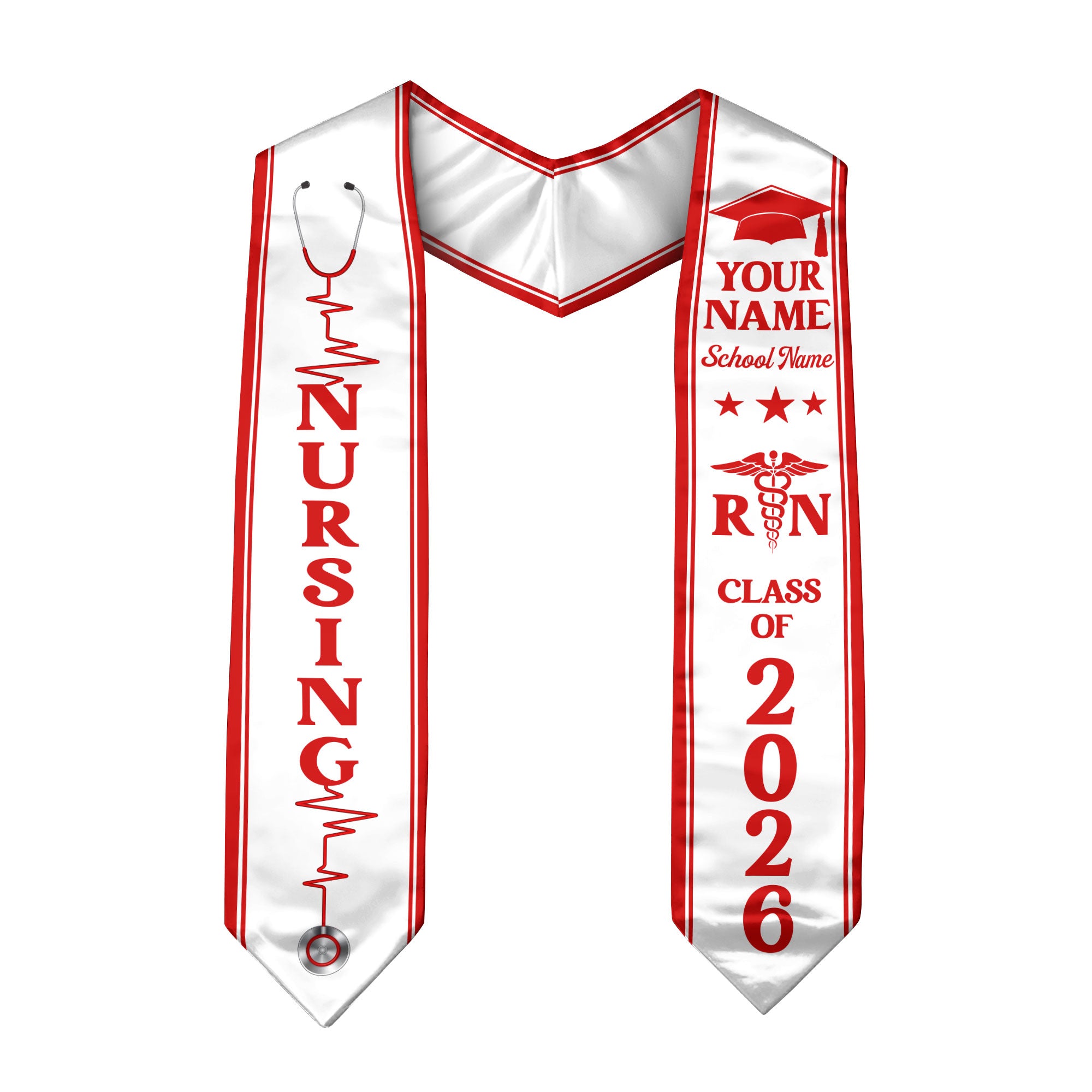 Customized Nursing Graduation Stole for RN and BSN Students, Graduation Sash 2026