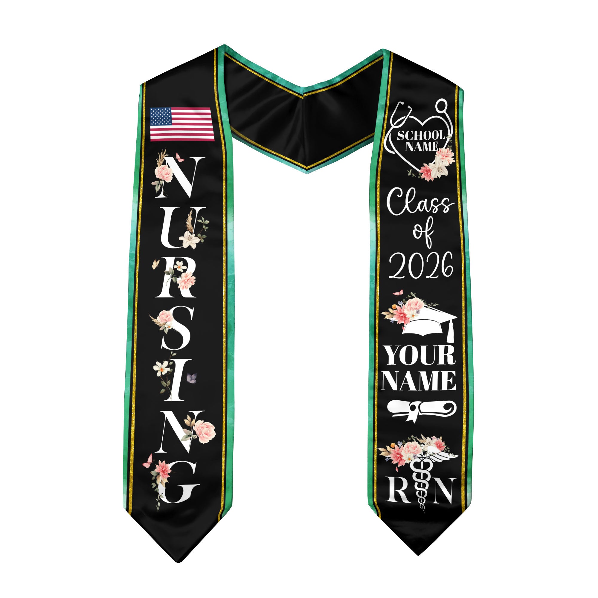 Customized Nursing Graduation Stole for RN Students, Professional Nurse Sash 2026