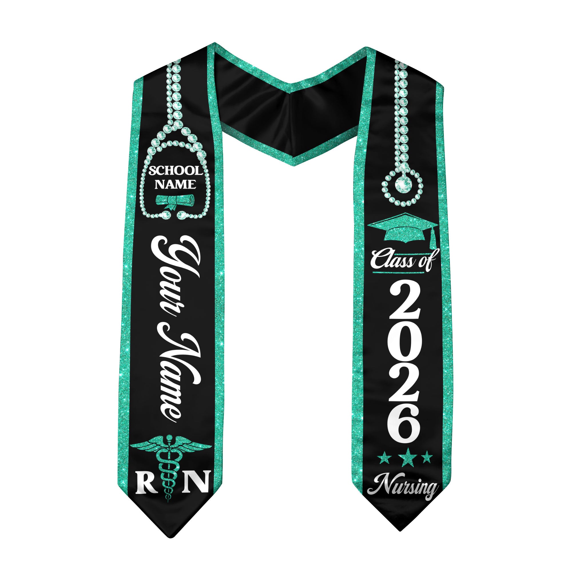 Customized RN Nurse Graduation Stole, BSN Nursing Graduation Sash for Class of 2026