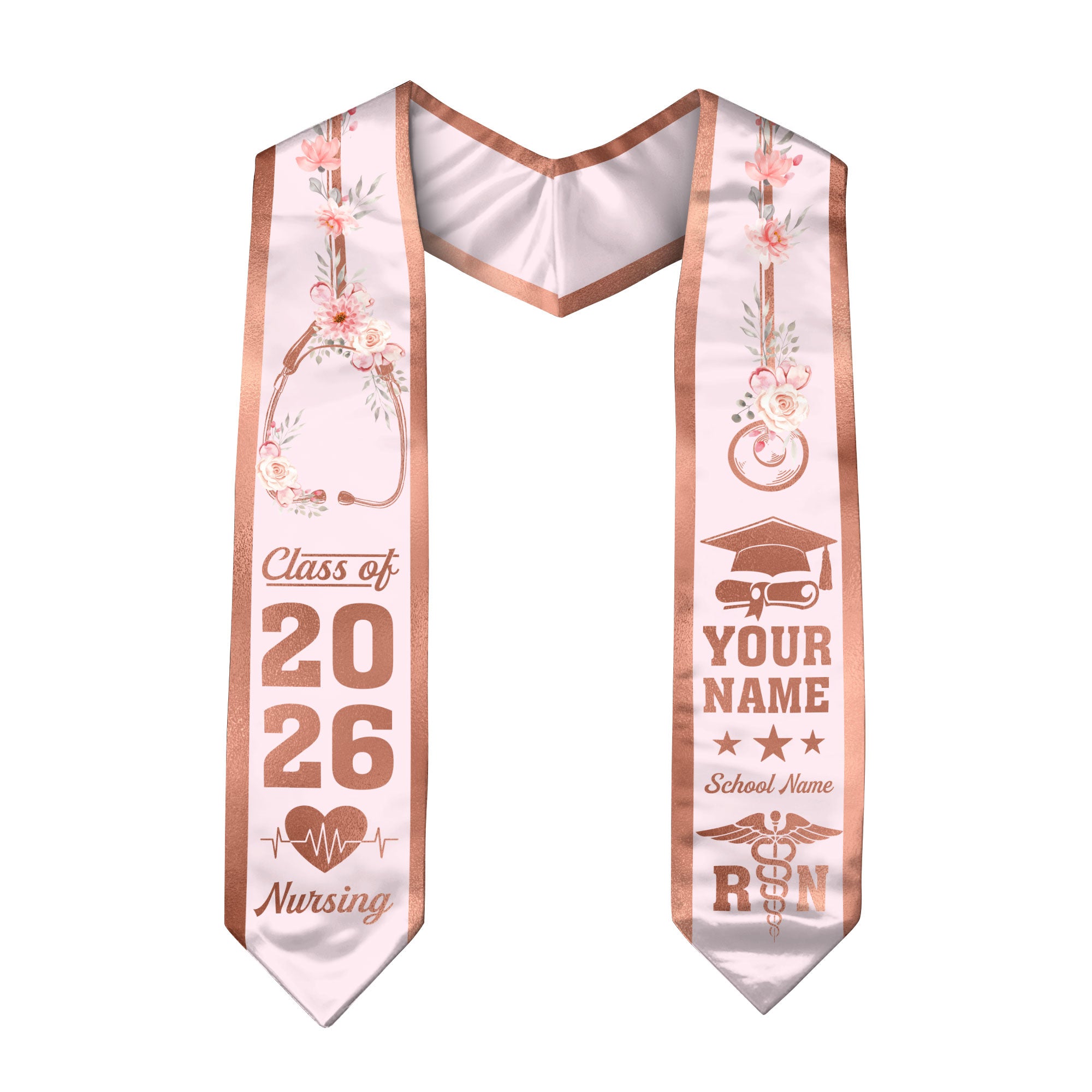 Customized RN Graduation Stole, Nursing Graduation Sash for BSN Nurses, Class of 2026