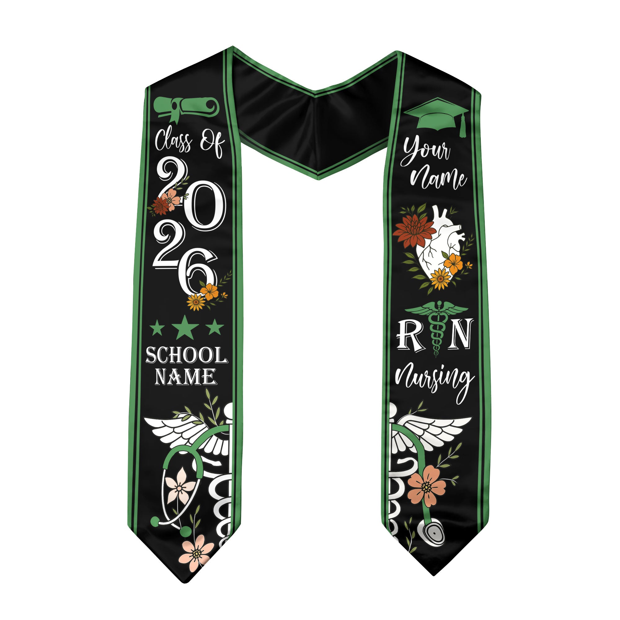 RN Nurse Graduation Sash 2026, Custom Nursing Stole, BSN Stole for Class of 2026