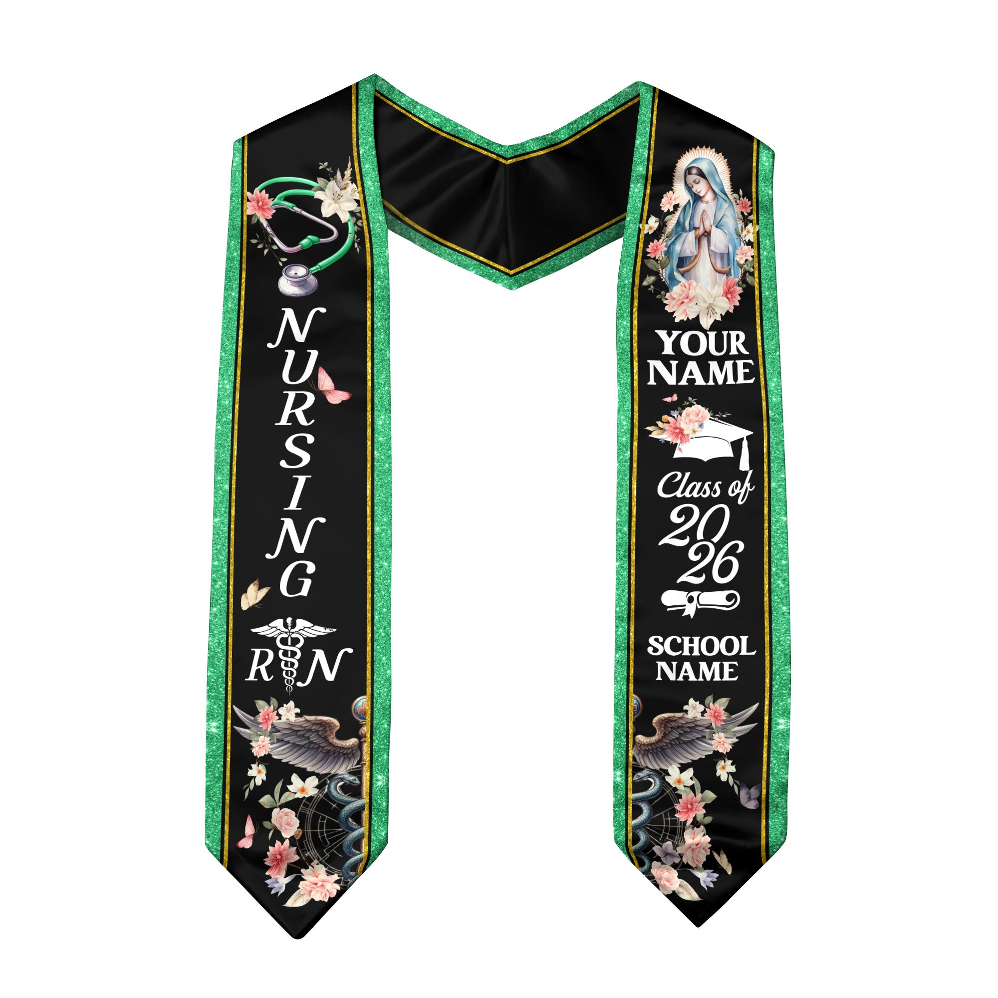 Customized RN and BSN Graduation Stole, Nursing Graduation Sash for Class of 2026